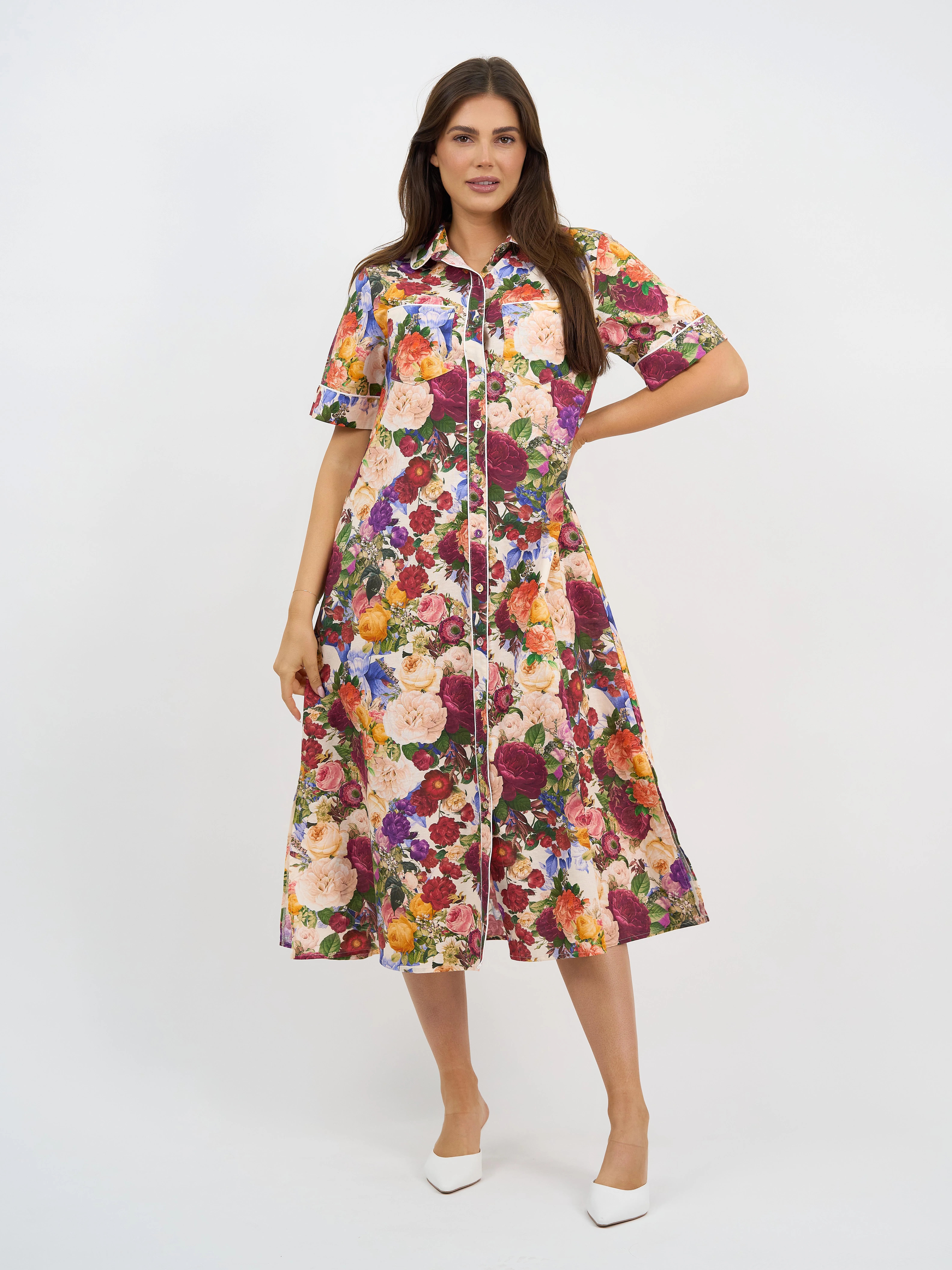 Trim Detail Shirt Dress rose s