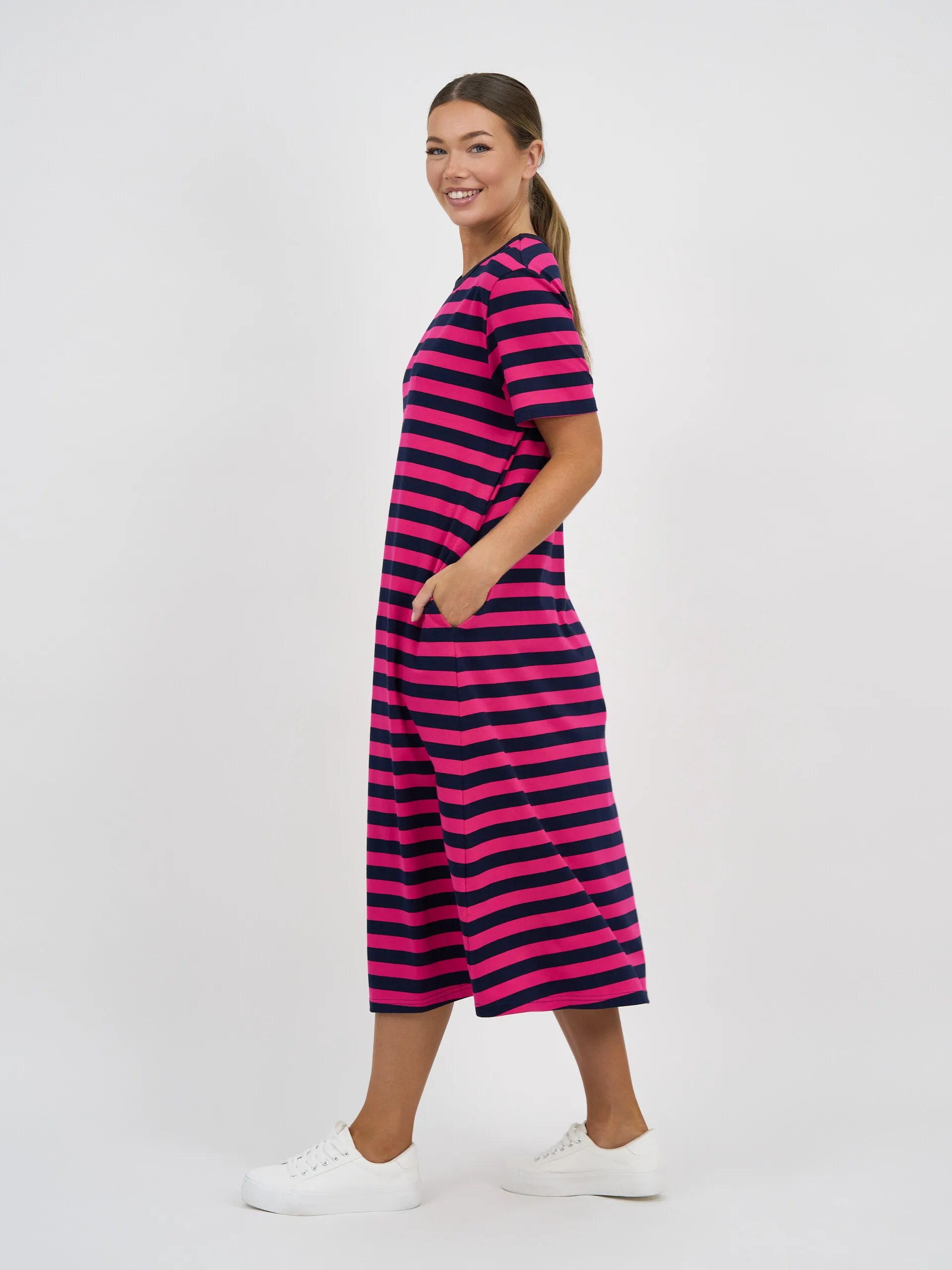 Straight Cotton Jersey Dress –Pink by Liberty Rose Florence Store