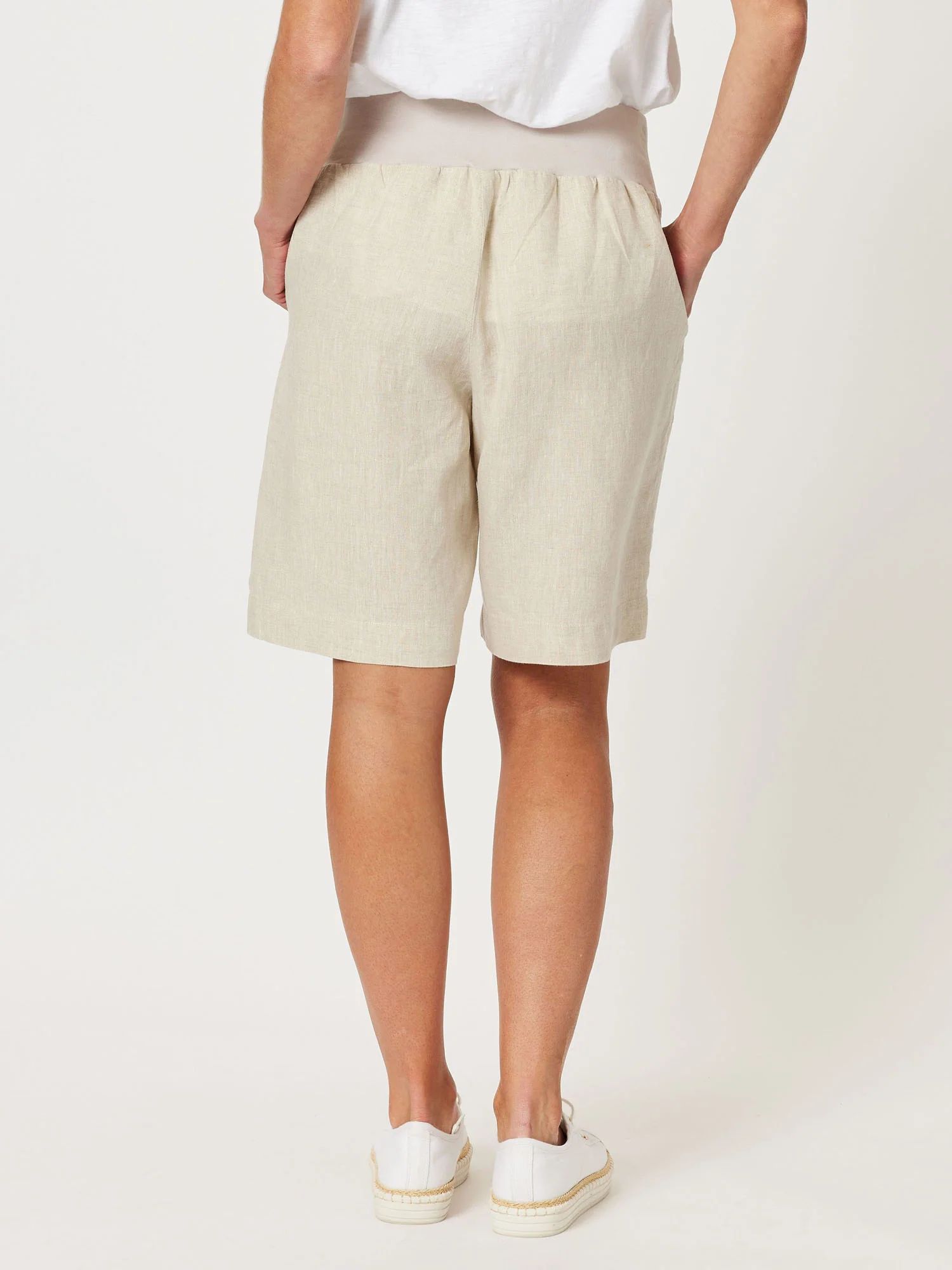 Jersey Waist Linen Short Natural Gordon Smith