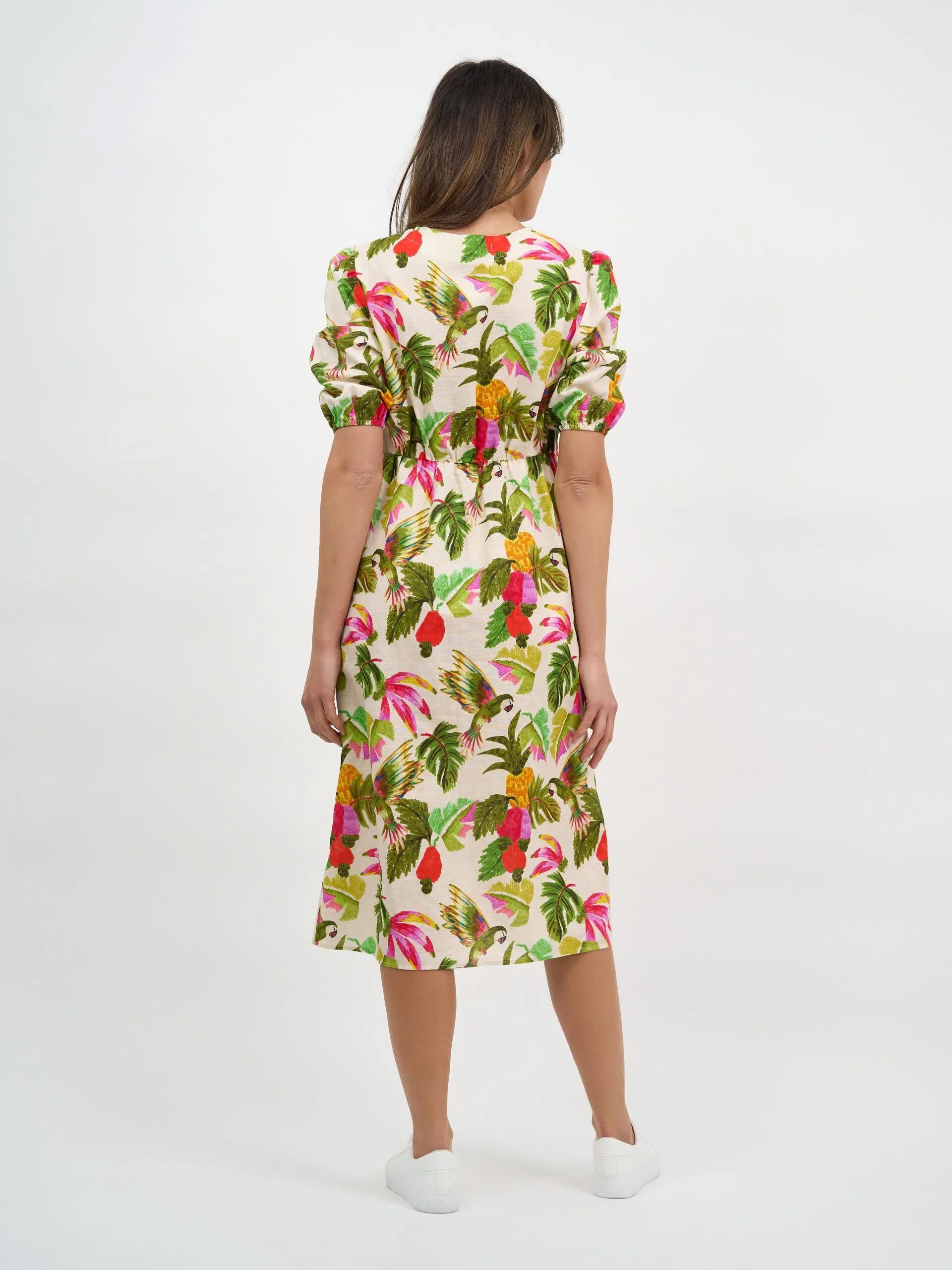 Tie Bust Linen Dress Khaki Liberty Rose Tie Bust Linen Dress Khaki Liberty Rose