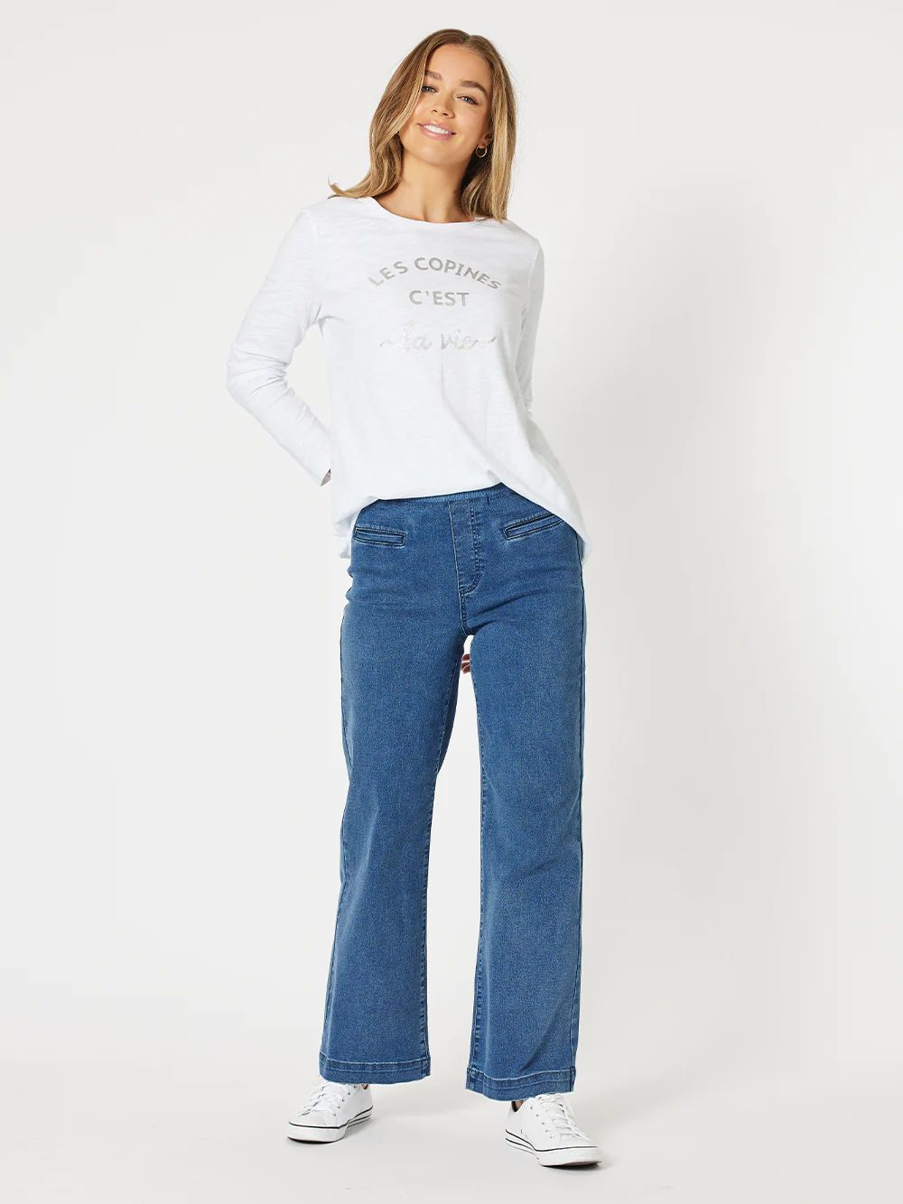 Maddy Wide Leg Jean Khaki Threadz