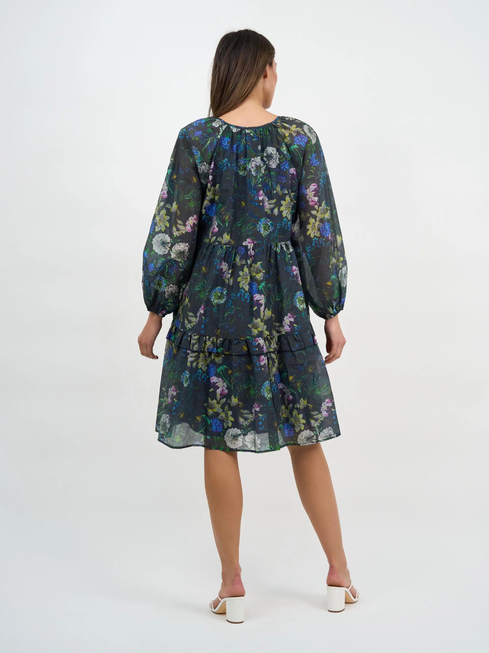 Tier Frill Relaxed Dress Navy Liberty Rose