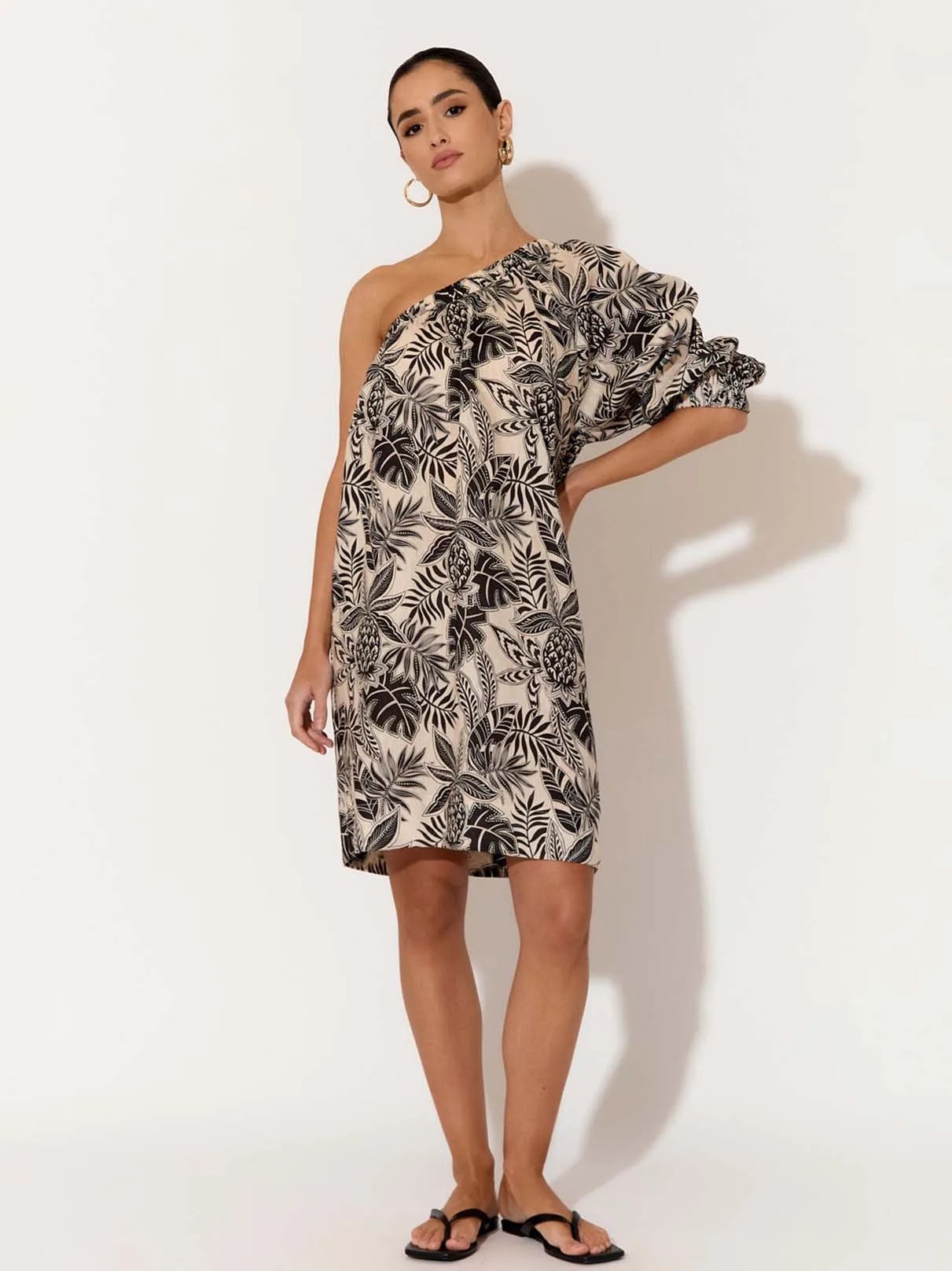 One Shoulder Linen Dress Natural adorne One Shoulder Linen Dress Natural adorne