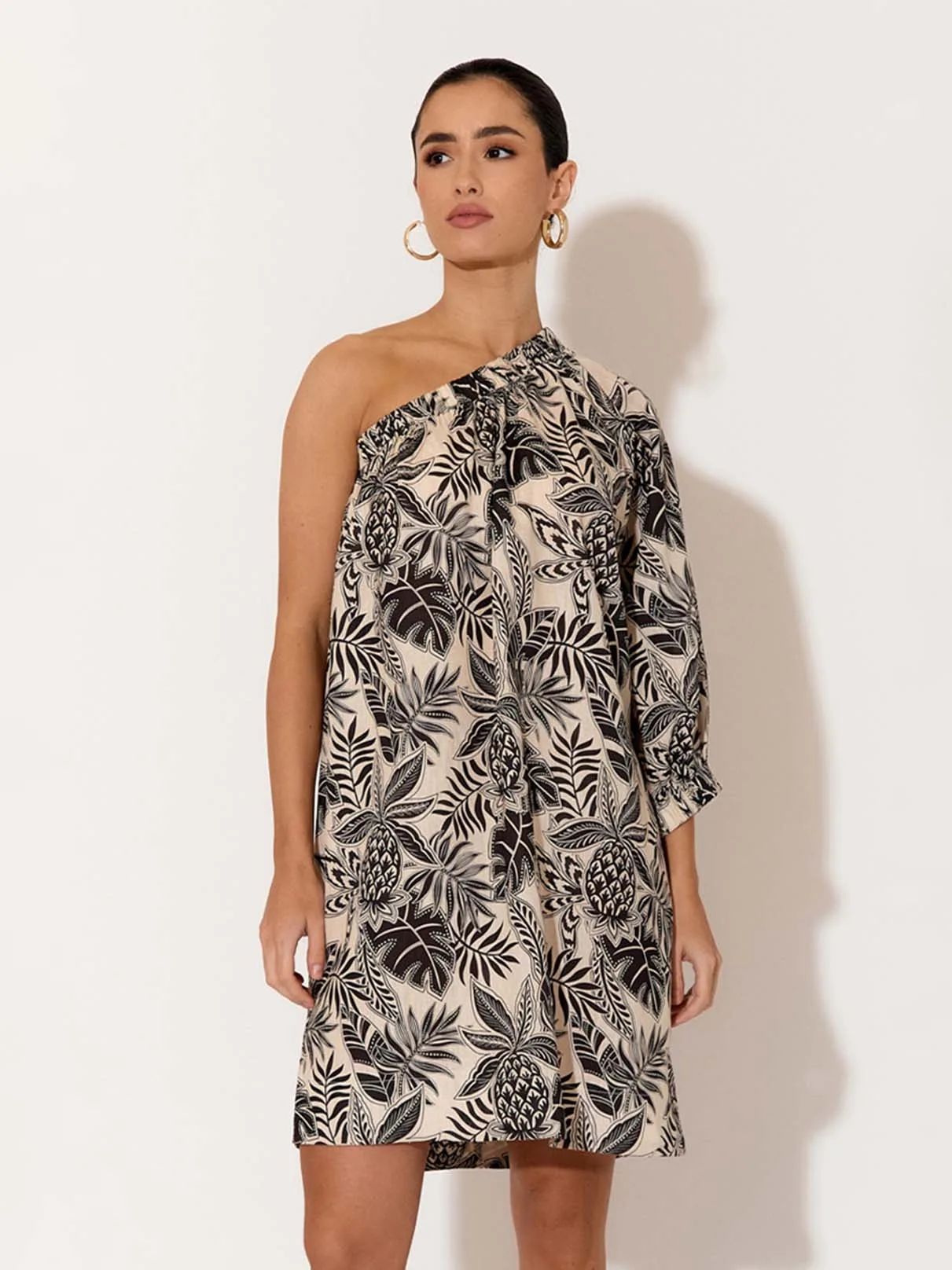 One Shoulder Linen Dress Natural adorne One Shoulder Linen Dress Natural adorne