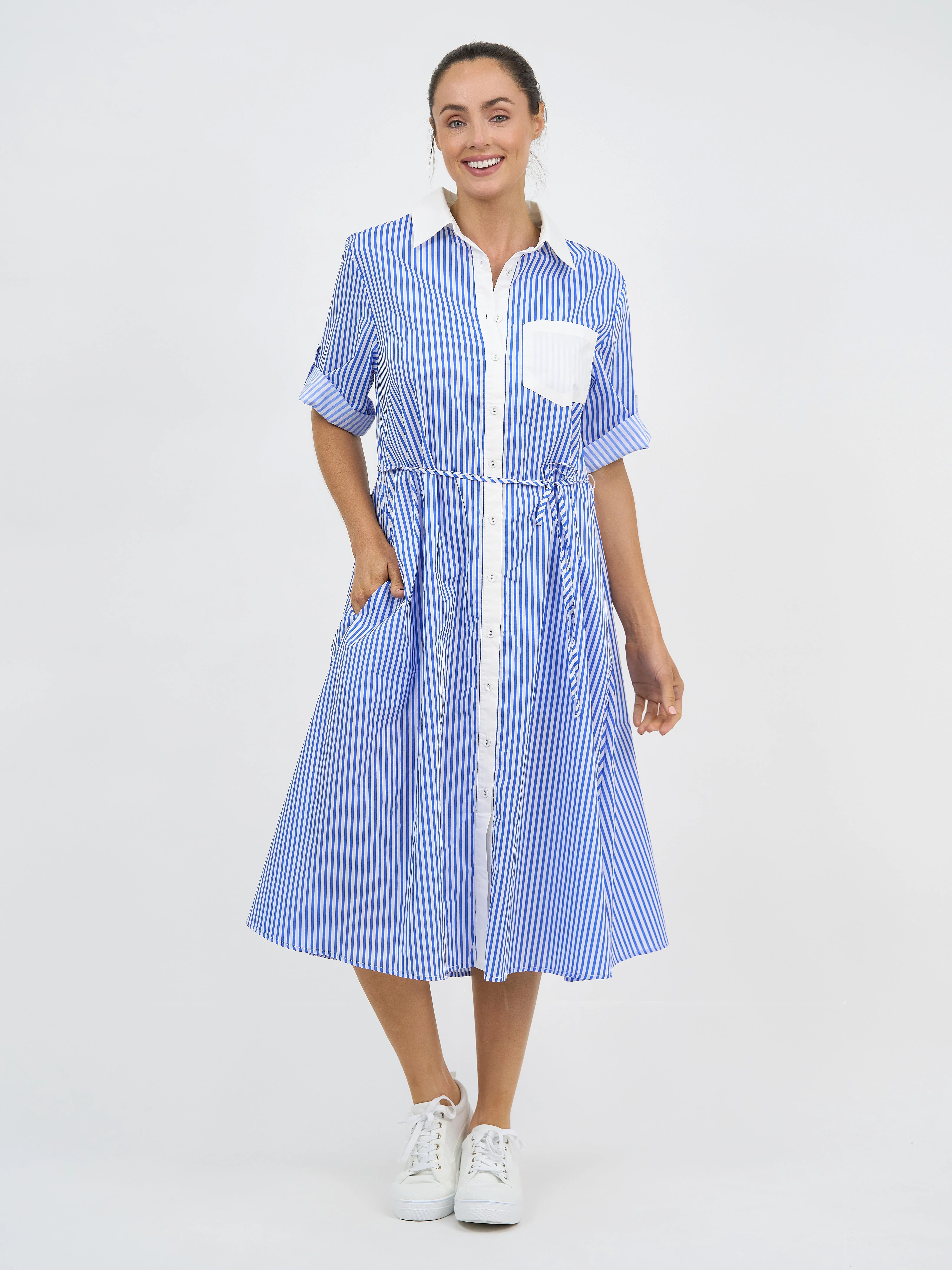 Cotton Relaxed Shirt Dress Blue Liberty Rose