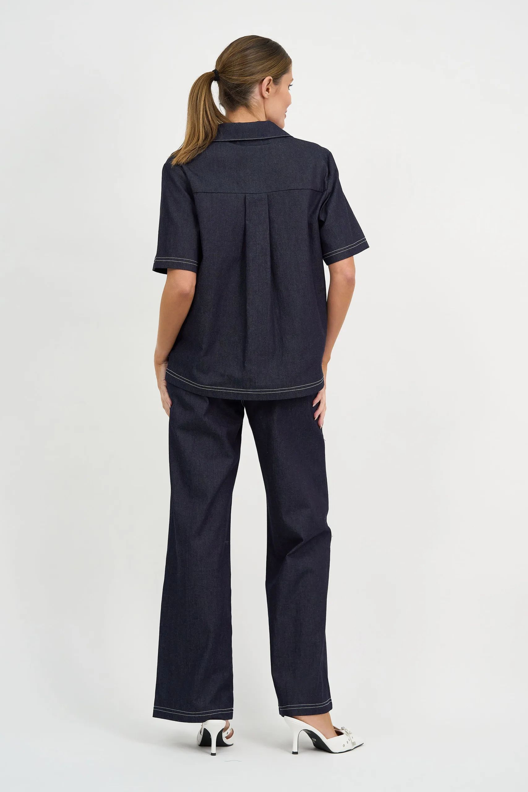 Patch Pocket Denim Shirt Dark Denim Liberty Rose