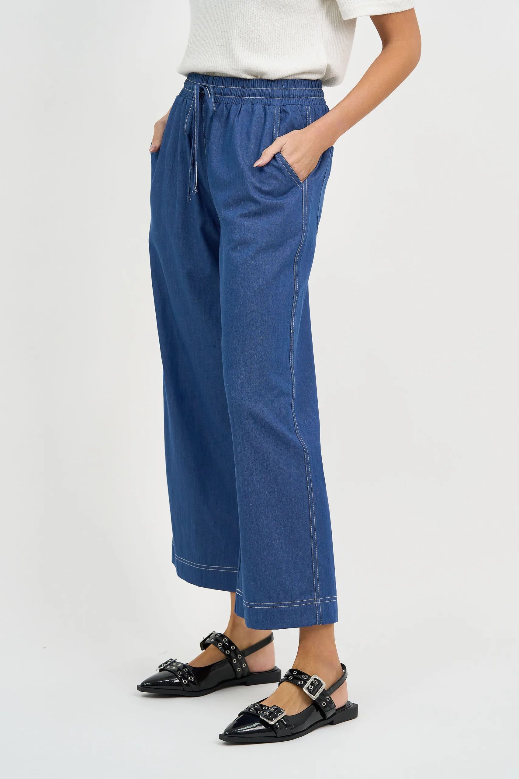 Drawstring Waist Denim Light Denim Liberty Rose