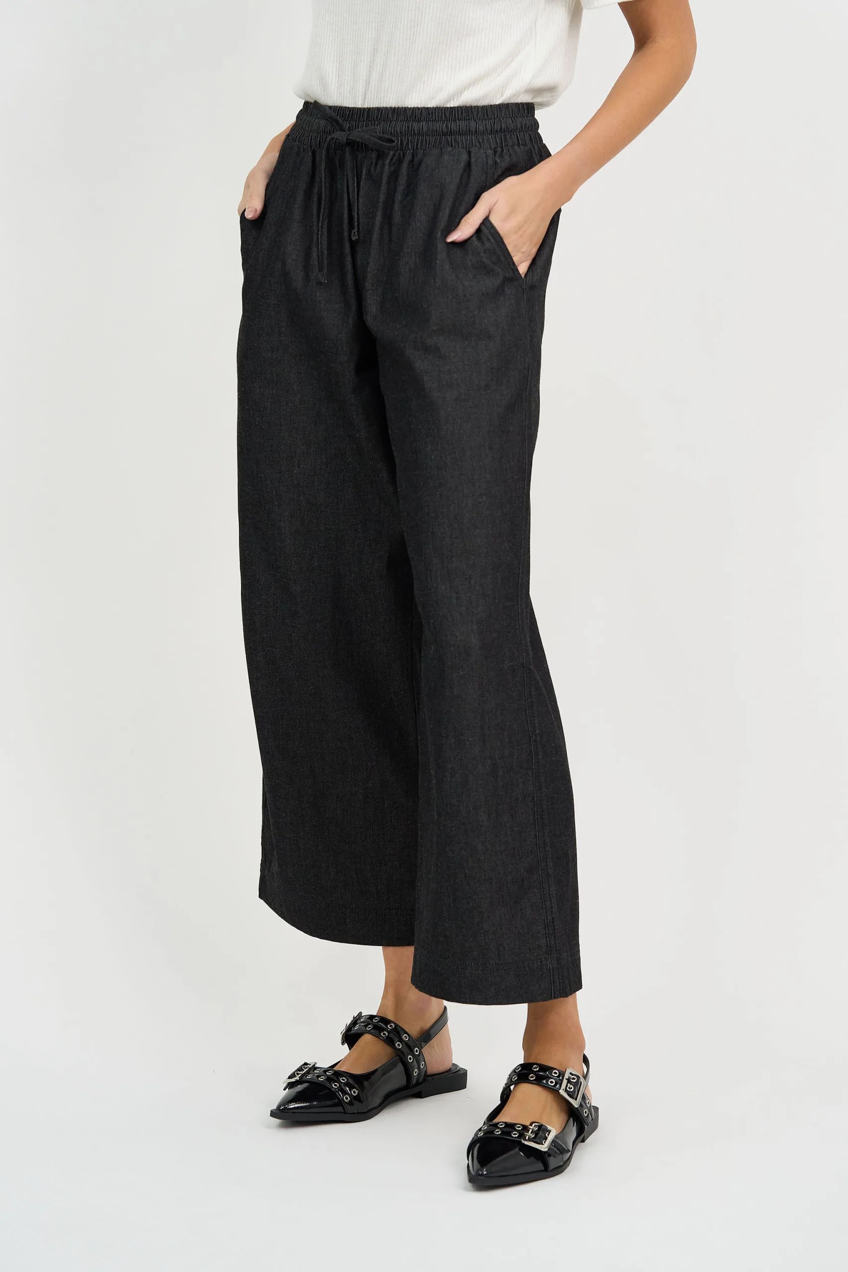 Drawstring Waist Denim Dark Denim Liberty Rose