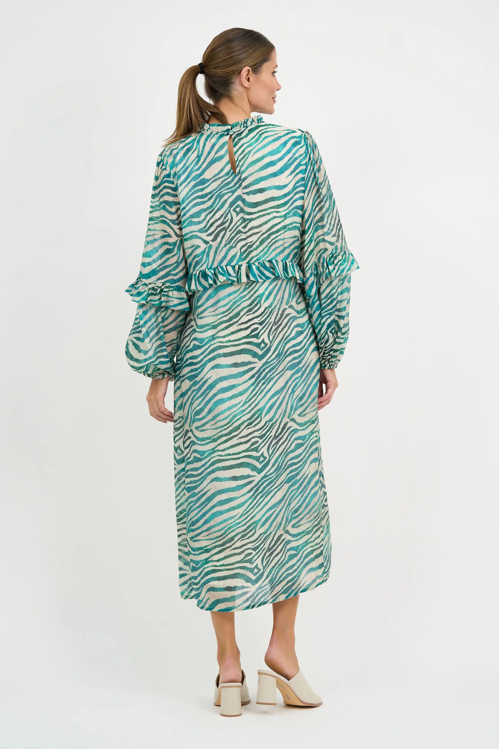 Frill Detailed Dress Teal Liberty Rose