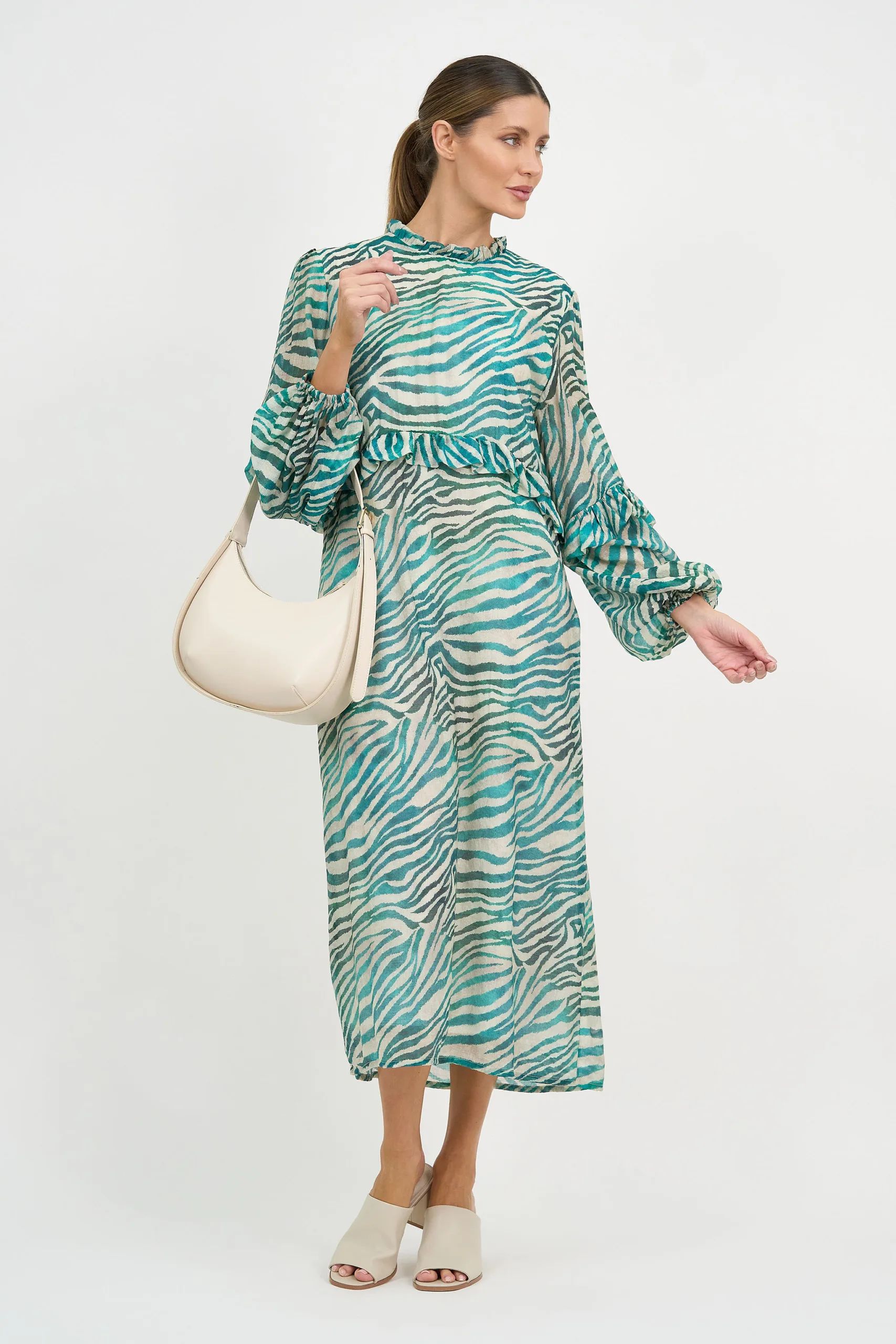 Frill Detailed Dress Teal Liberty Rose