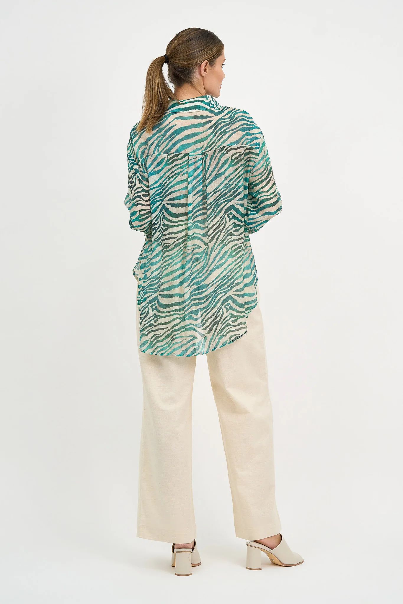 Relaxed Long Sleeve Shirt Teal Liberty Rose