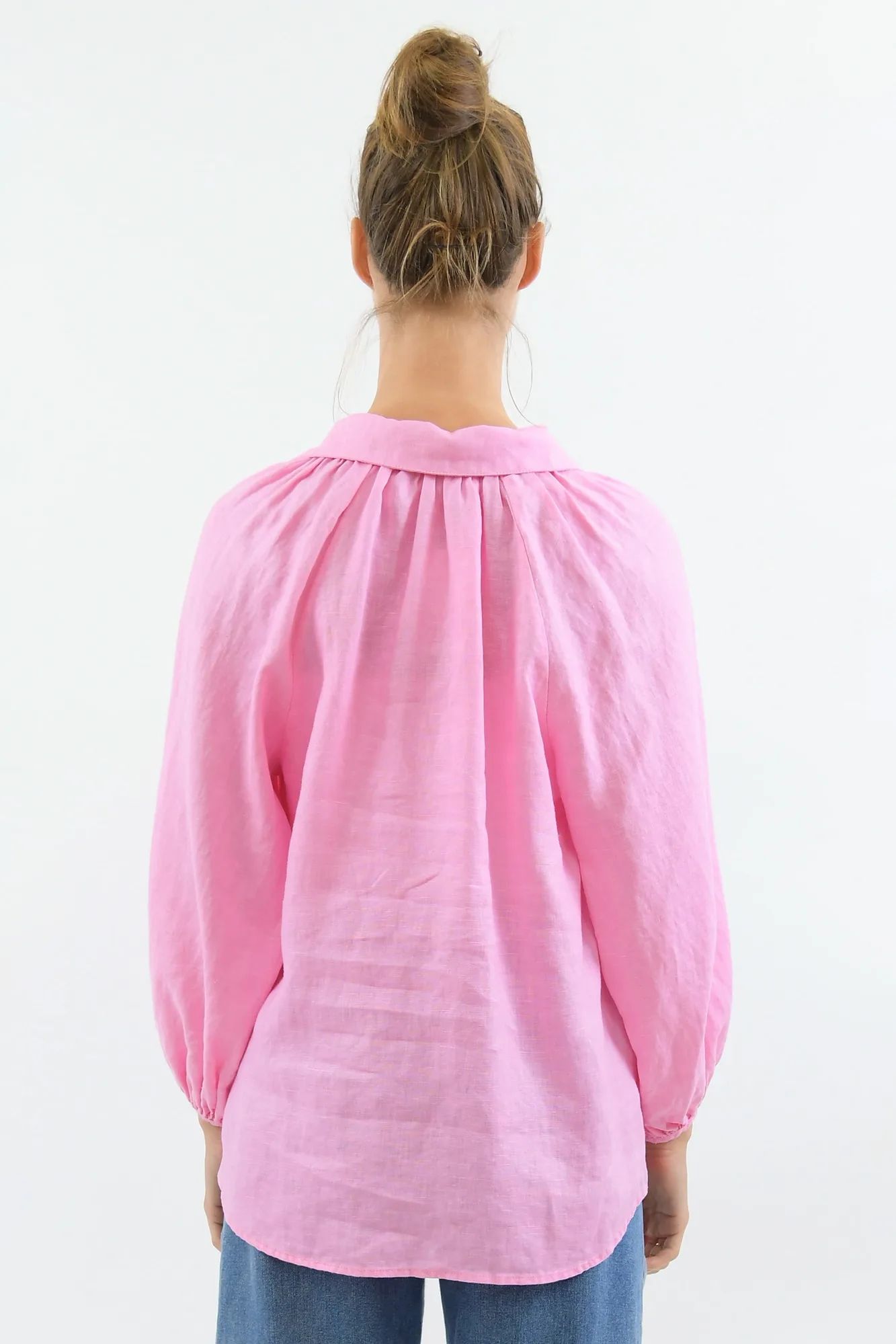 Linen Button Detail Shirt Candy Worthier