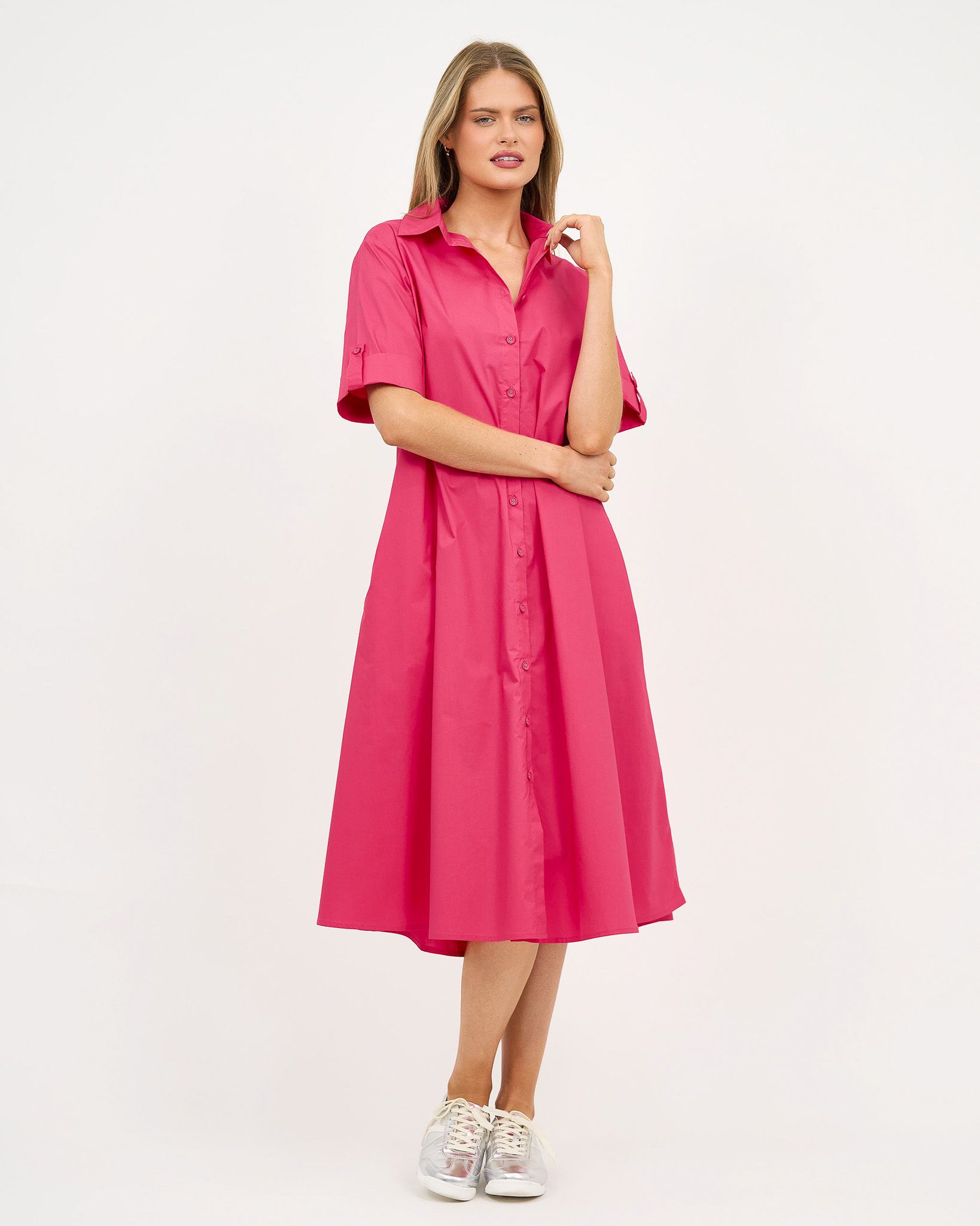 Cotton Relaxed Shirt Dress Watermelon Liberty Rose