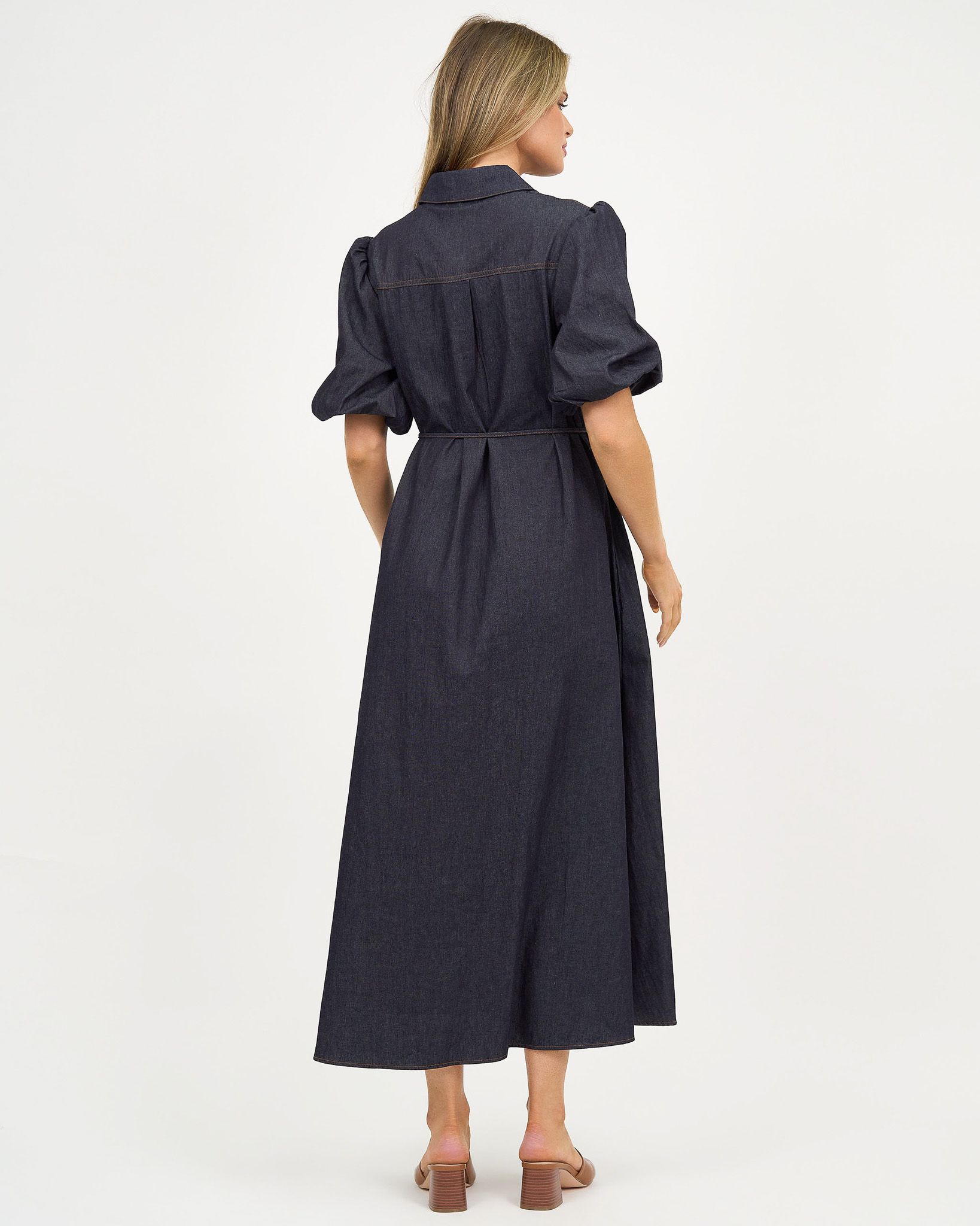 Maxi Light Denim Shirt Dress Dark Denim Liberty Rose