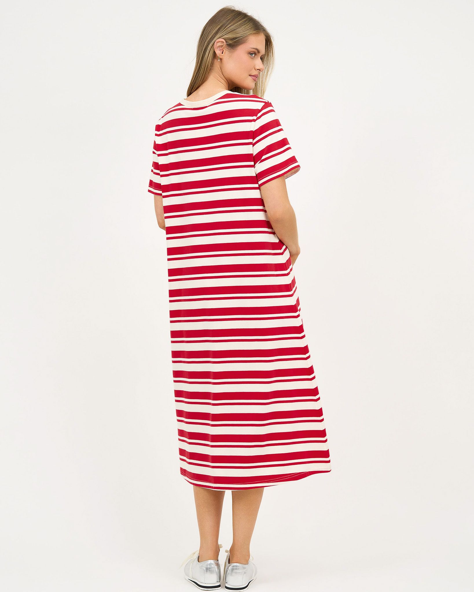 Straight Cotton Jersey Dress Red Liberty Rose