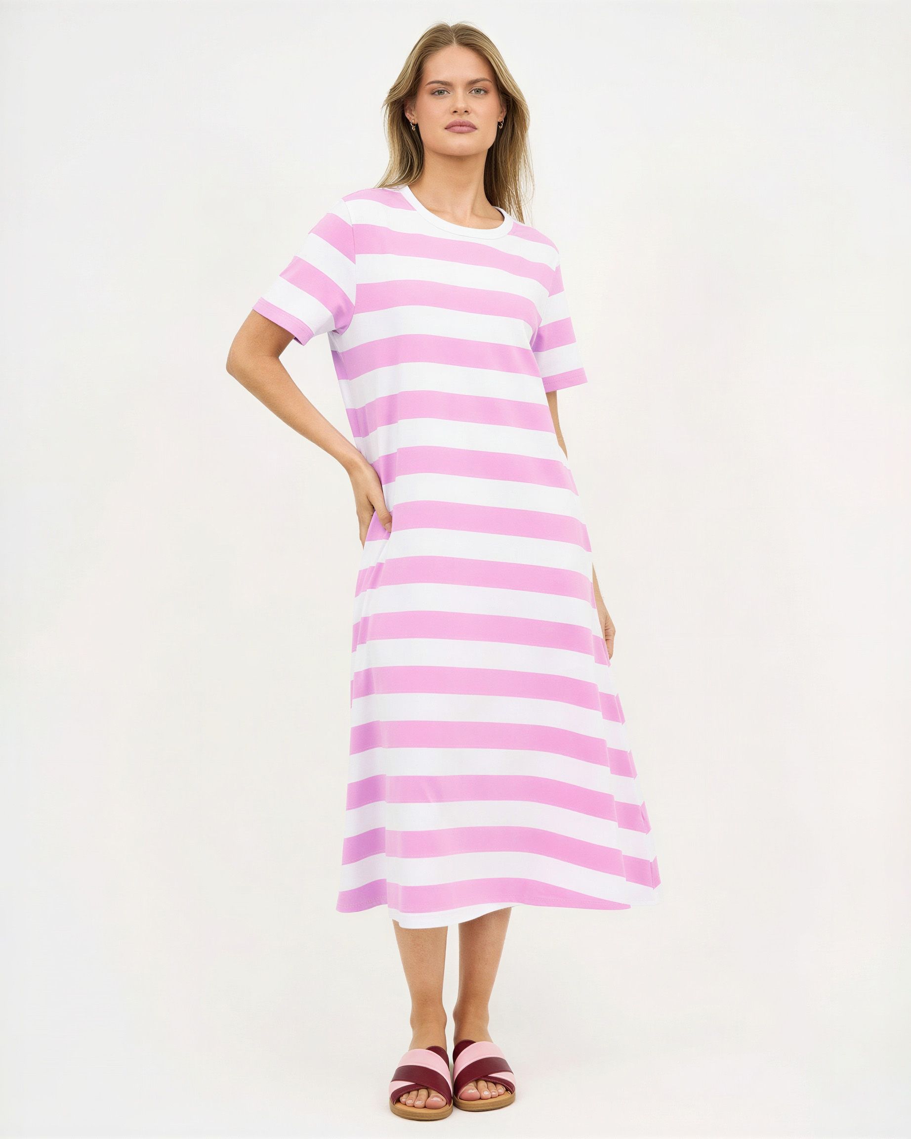 Cotton Jersey Stripe Dress Orchid Liberty Rose
