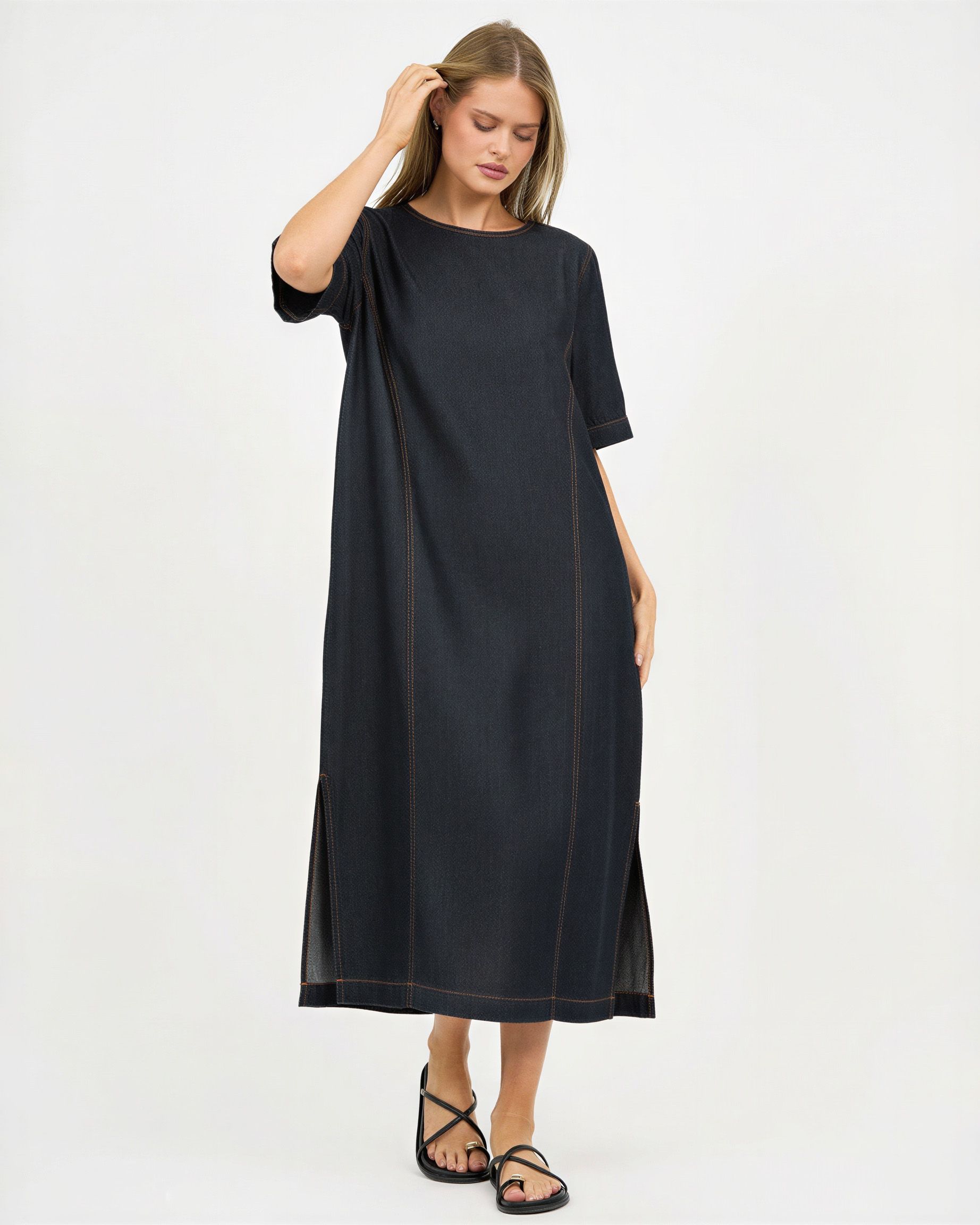 Denim Relaxed Dress Dark Denim Liberty Rose