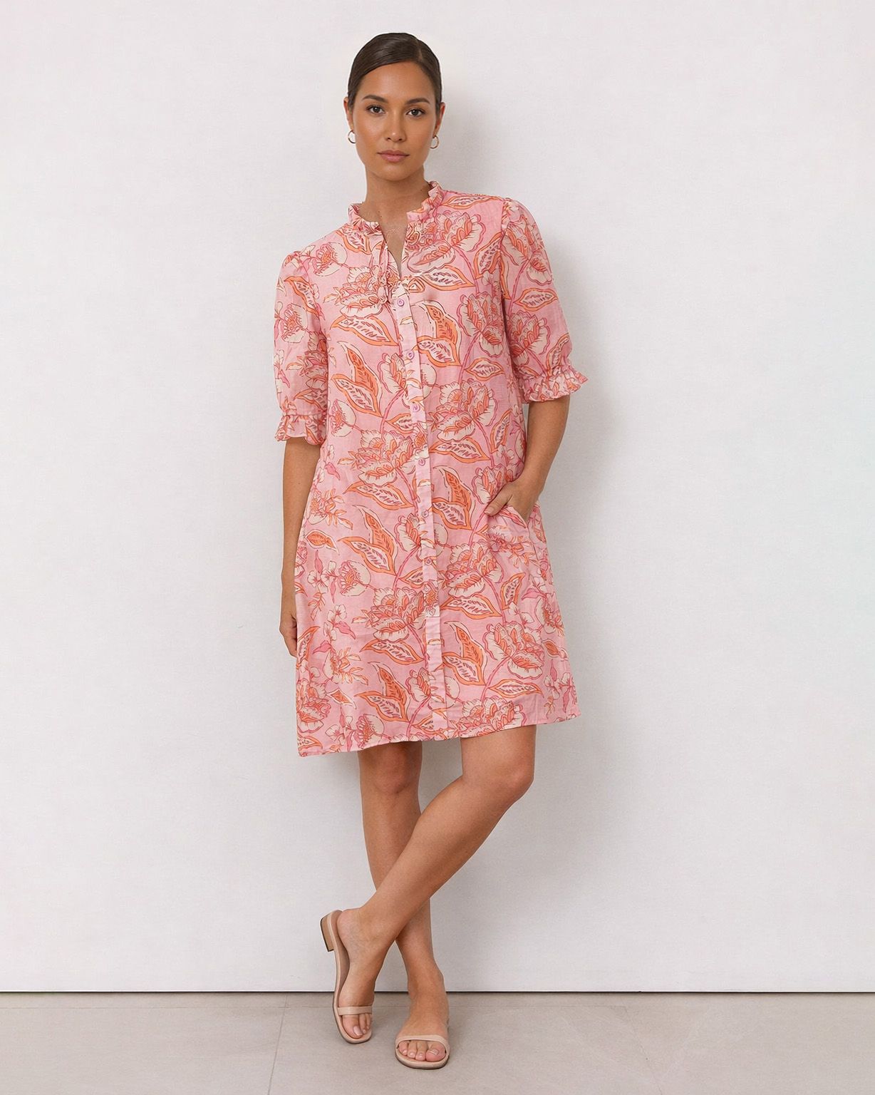 Relaxed Shirt Dress Blush Liberty Rose