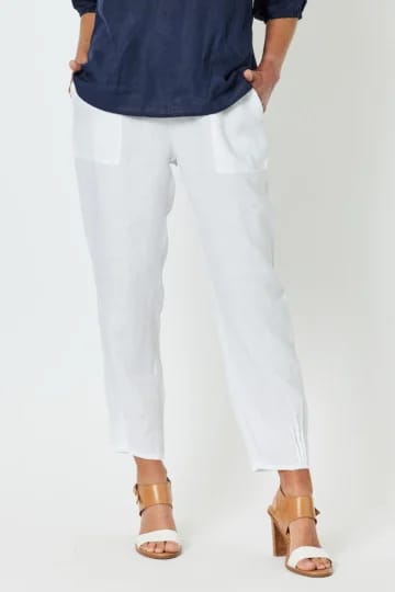 Jersey Waist Linen Pant White Gordon Smith