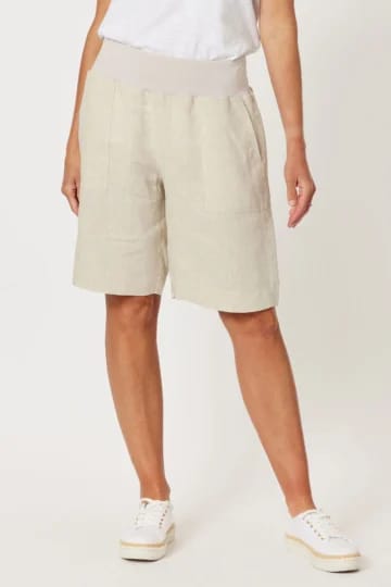 Jersey Waist Linen Short Natural Gordon Smith