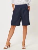 Jersey Waist Linen Short Navy Gordon Smith