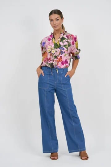 Stitch Pocket Denim Pant Mid Denim Liberty Rose