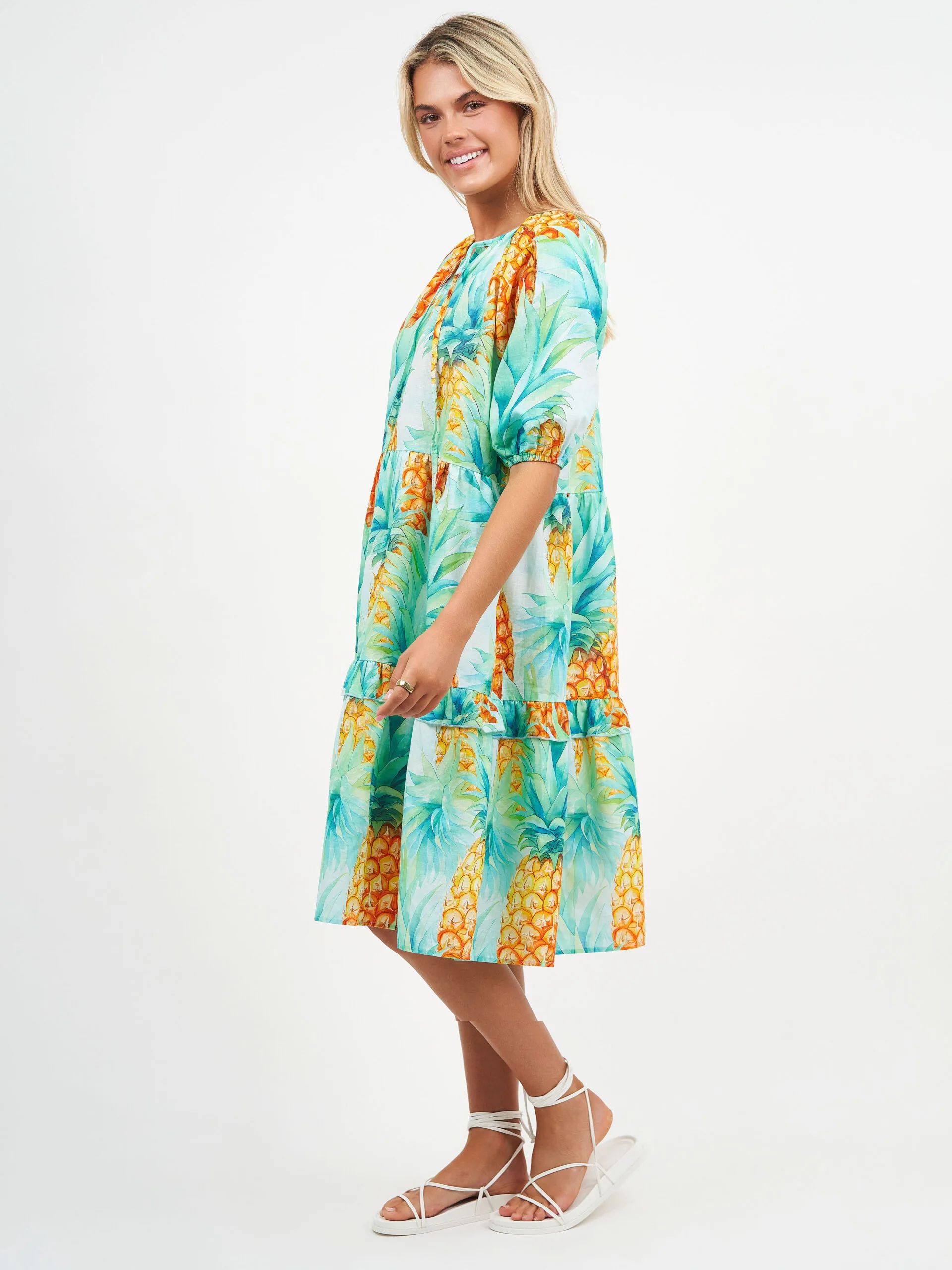 Tier Frill Relaxed Dress Pineapple Liberty Rose Tier Frill Relaxed Dress Pineapple Liberty Rose
