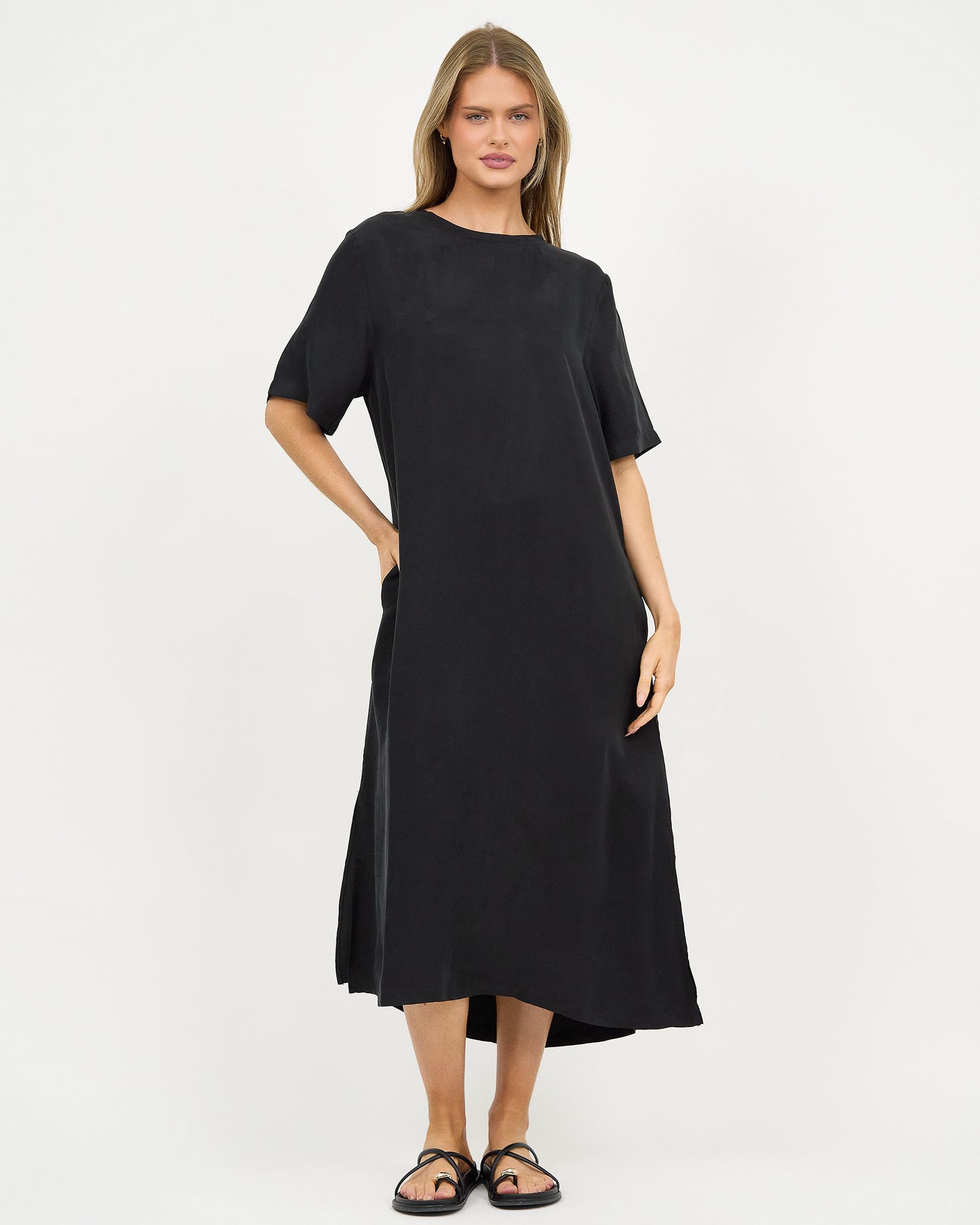 Cupro Relaxed Dress Magenta Liberty Rose