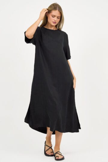 Cupro Relaxed Dress Black Liberty Rose Cupro Relaxed Dress Black Liberty Rose