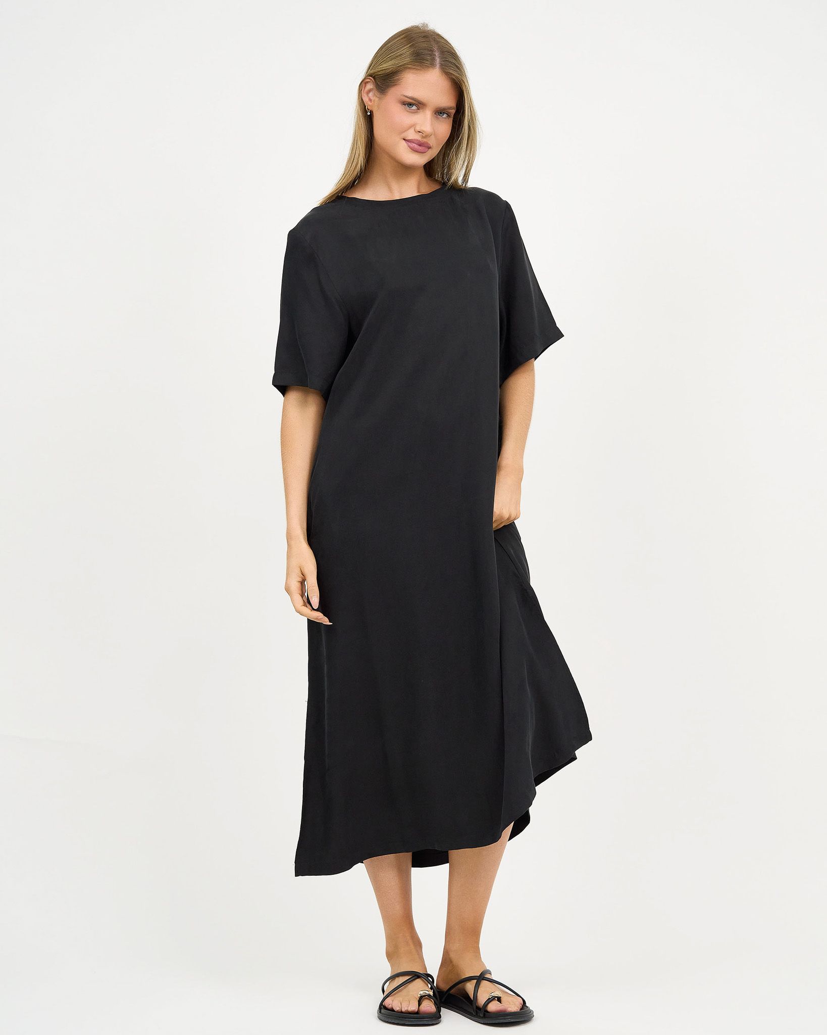 Cupro Relaxed Dress Magenta Liberty Rose