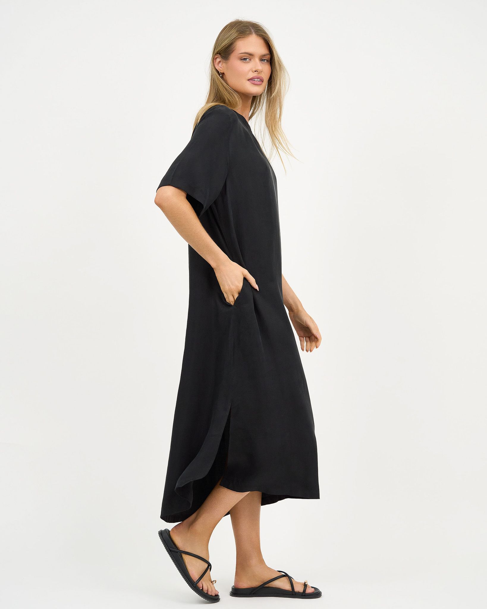 Cupro Relaxed Dress Magenta Liberty Rose