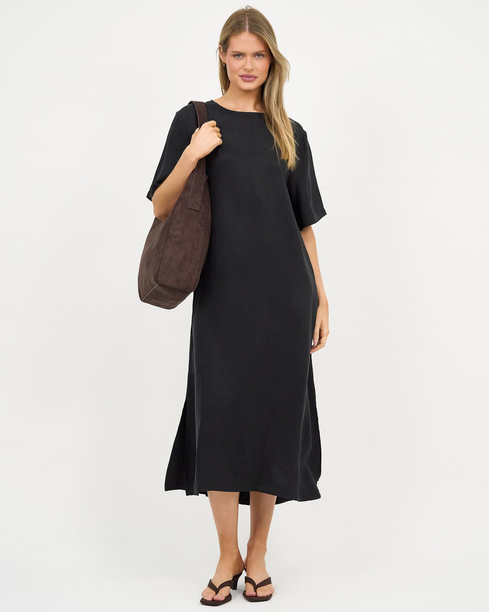 Cupro Relaxed Dress Magenta Liberty Rose