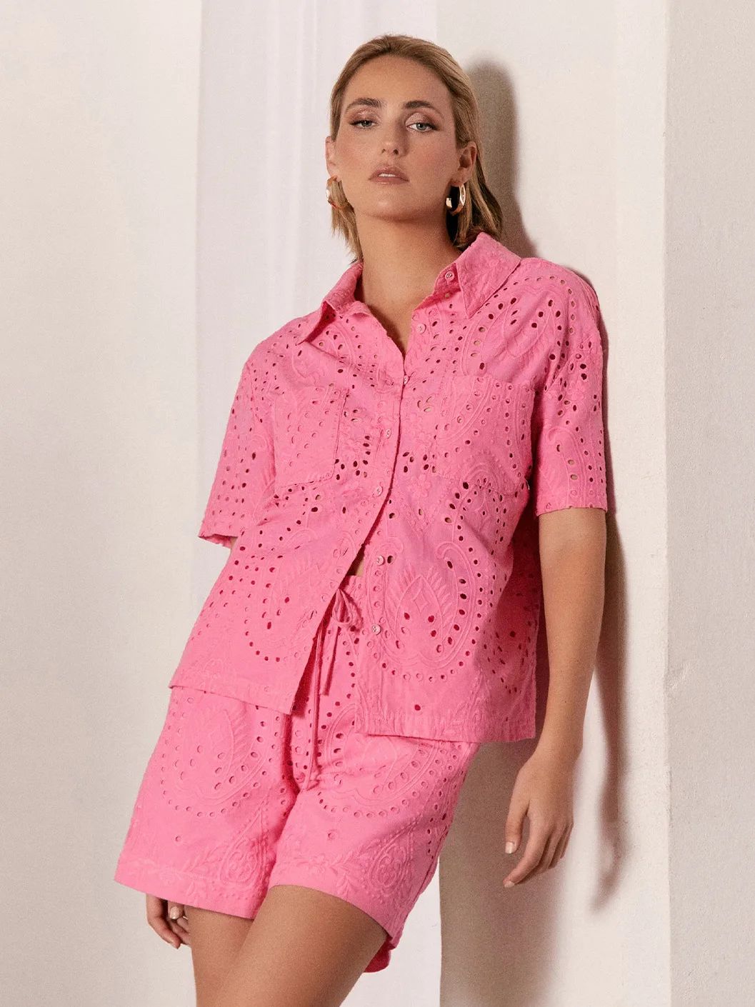 Relaxed Broderie Short Pink adorne Relaxed Broderie Short Pink adorne
