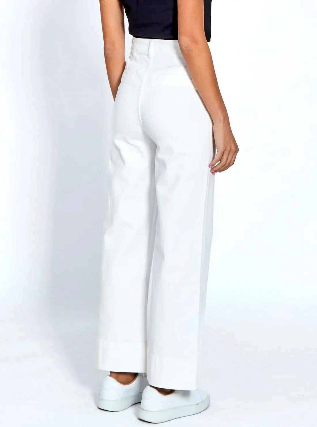 Pocket Front Wide Leg Jean White Monaco Jeans