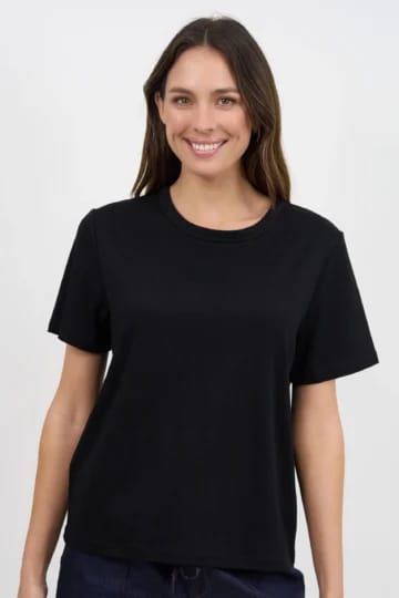 Cotton Jersey Tee Black Liberty Rose