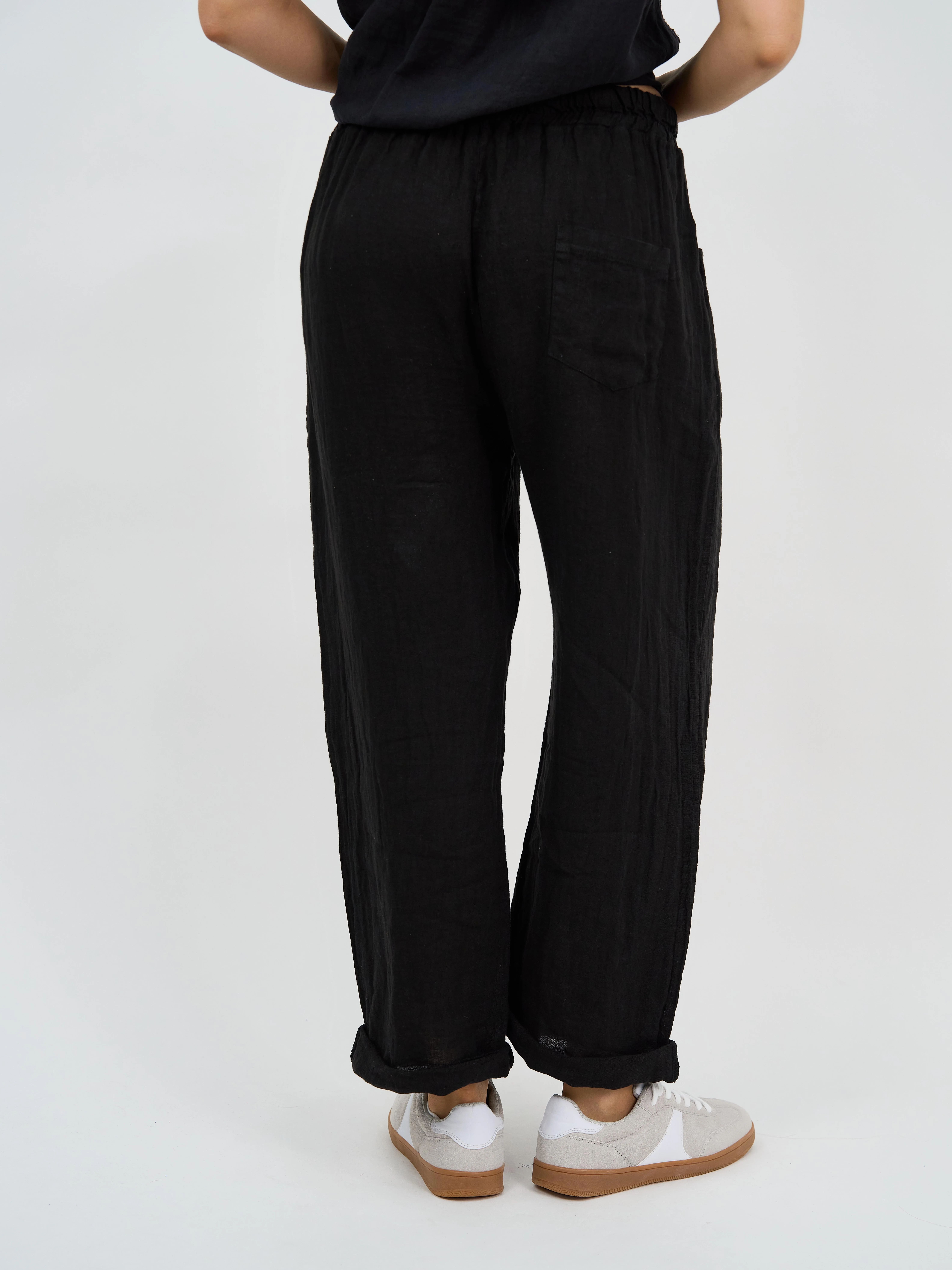 Linen Relaxed Pant Black La Strada Linen Relaxed Pant Black La Strada