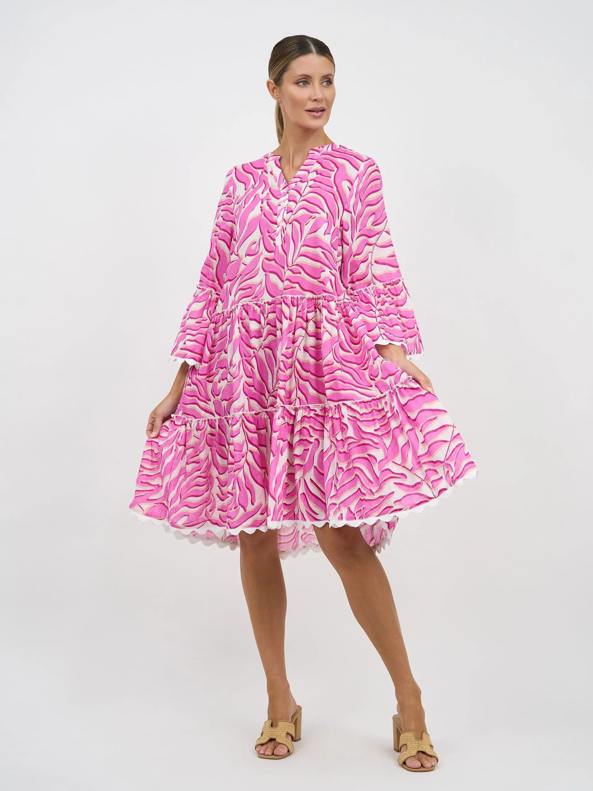 Micah Trim Detail Dress Pink Leoni