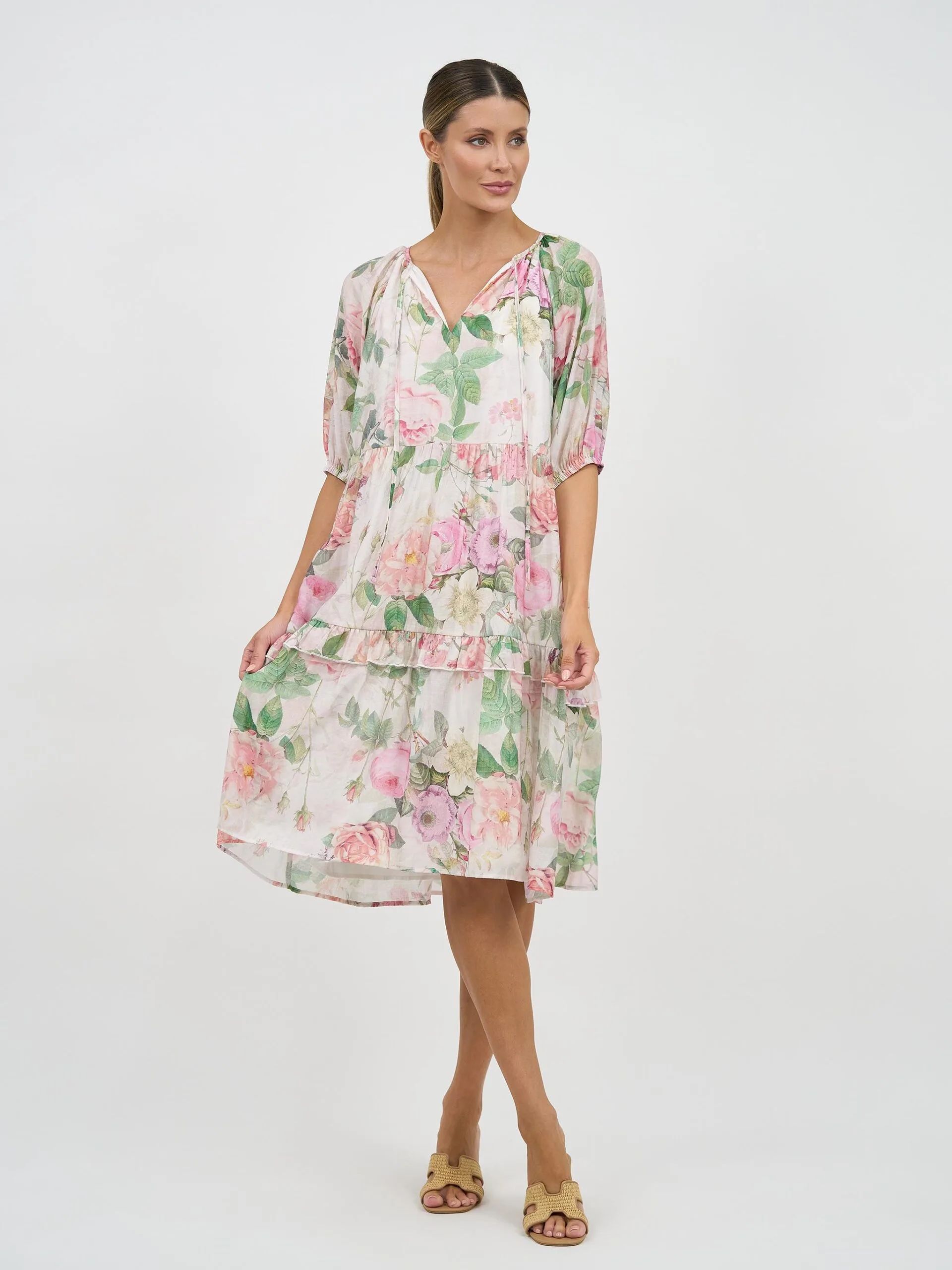 Tier Frill Relaxed Dress Natural Liberty Rose