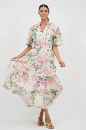 Tier Detail Dress Natural Liberty Rose Tier Detail Dress Natural Liberty Rose