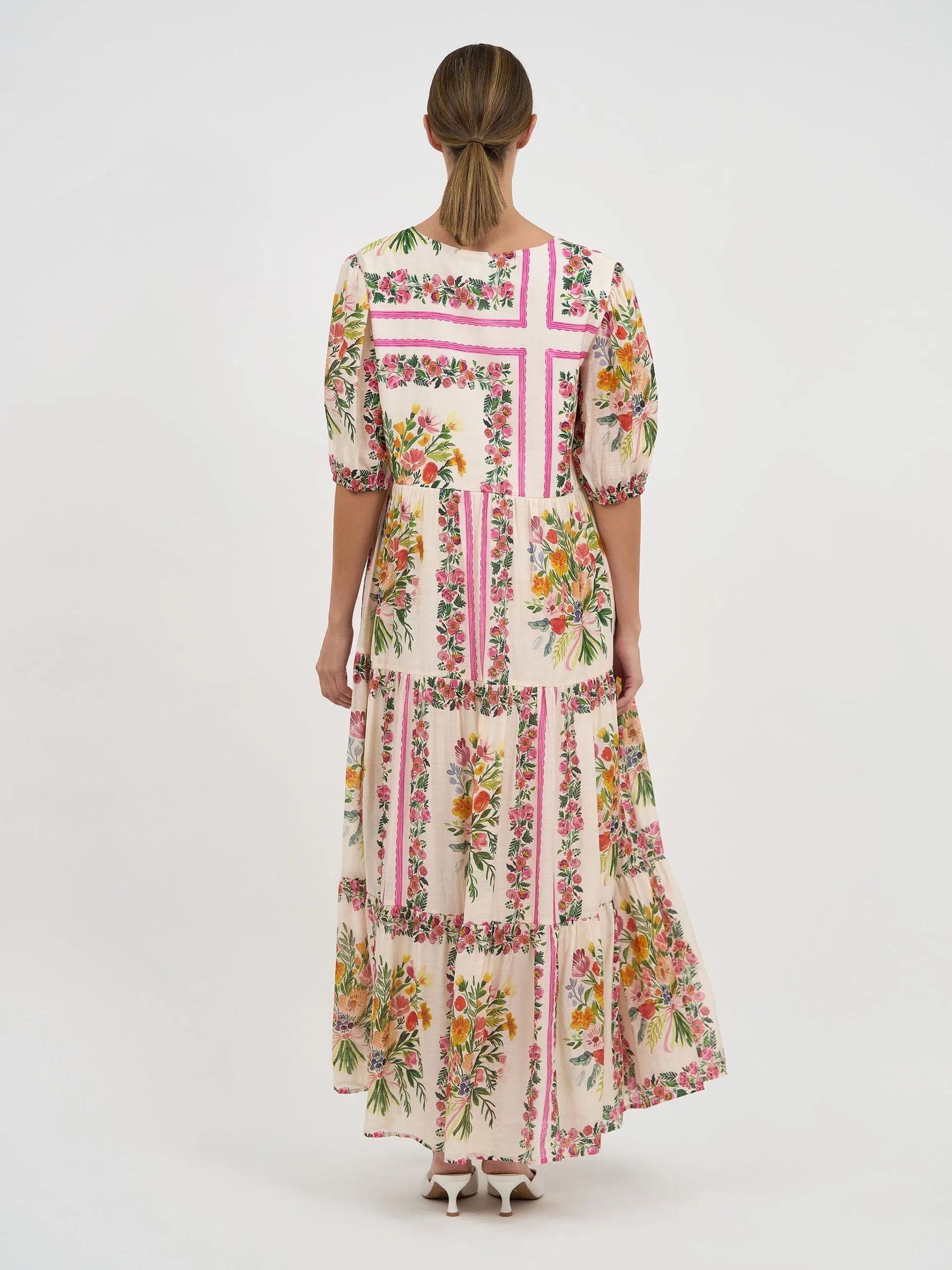 Gathered Tier Dress Beige Liberty Rose Gathered Tier Dress Beige Liberty Rose