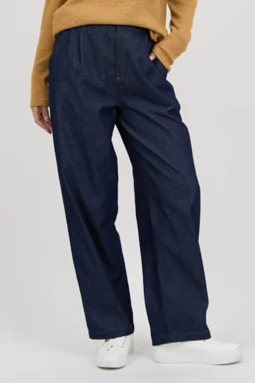 Pleat Front Denim Pant Navy Liberty Rose