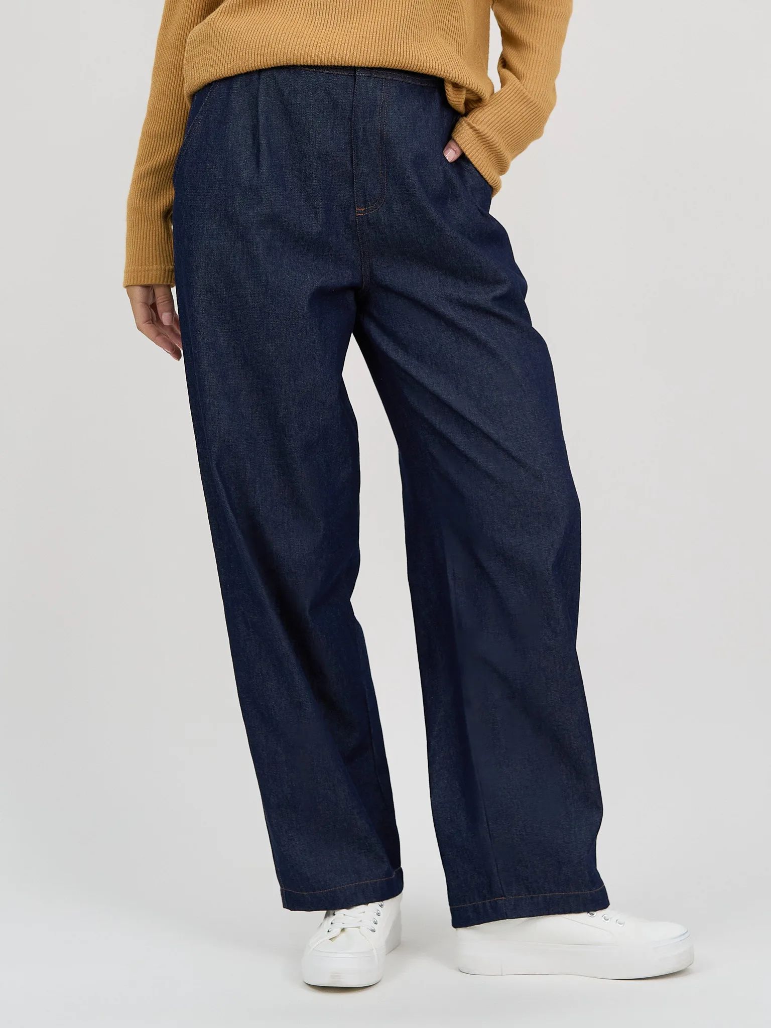 Pleat Front Denim Pant Navy Liberty Rose