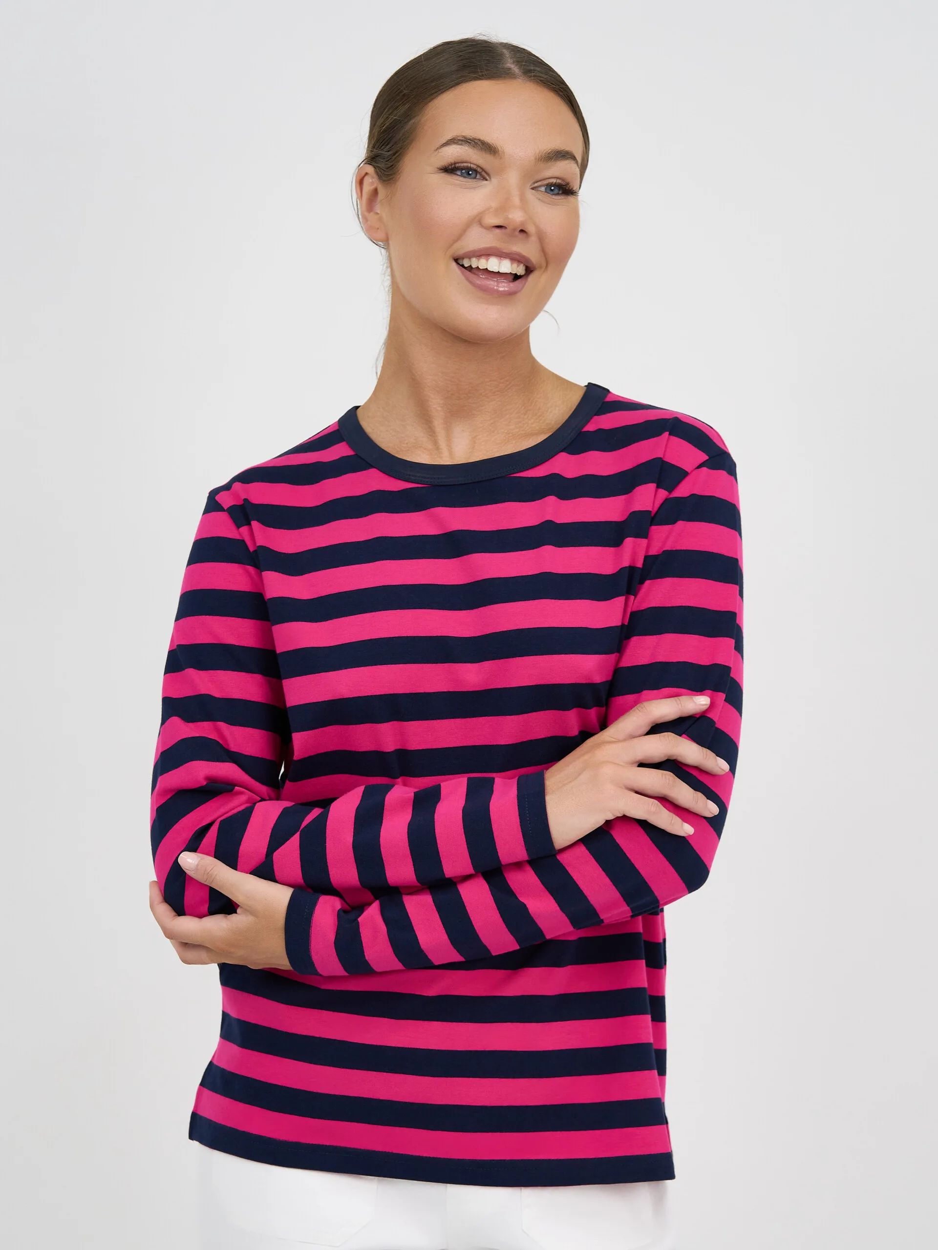 Cotton Jersey Long Sleeve Tee Pink Liberty Rose