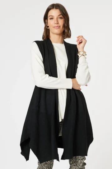 Ribbed Longline Cardigan Black Clarity by Threadz Ribbed Longline Cardigan Black Clarity by Threadz