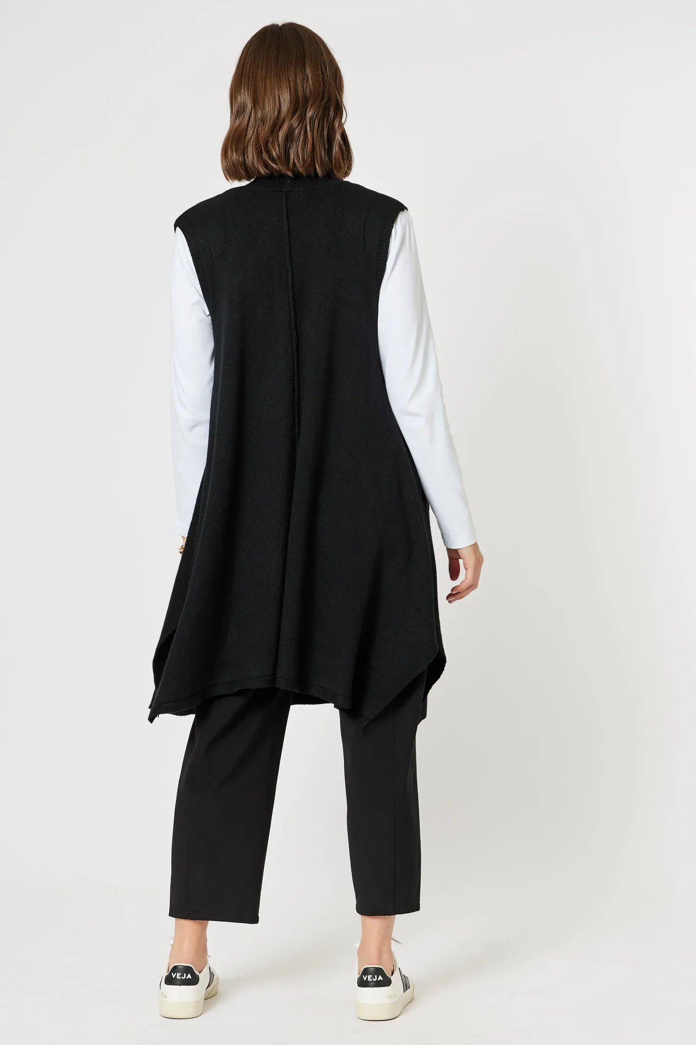 Ribbed Longline Cardigan Black Clarity by Threadz