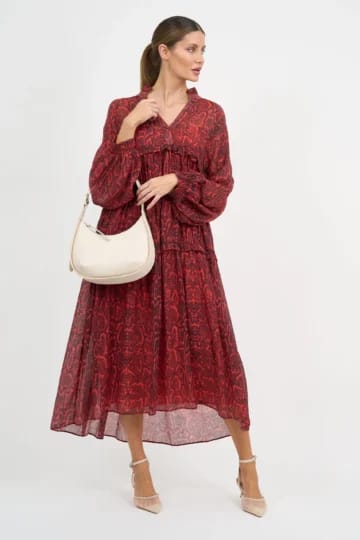 Tiered Midi Dress Red Liberty Rose Tiered Midi Dress Red Liberty Rose