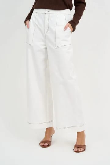 Stitch Detail Denim Pant White Liberty Rose