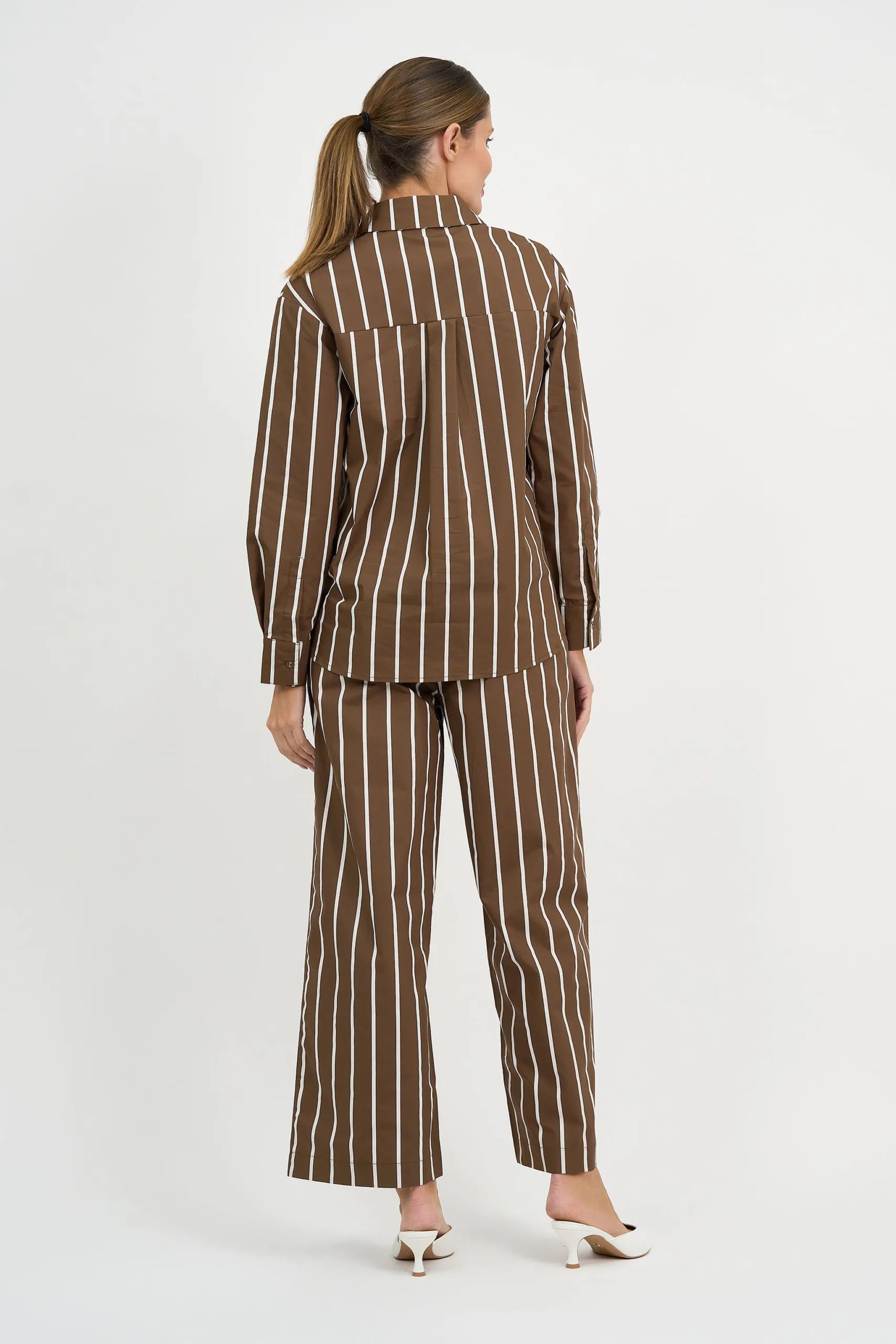 Cotton Stripe Shirt Chocolate Liberty Rose