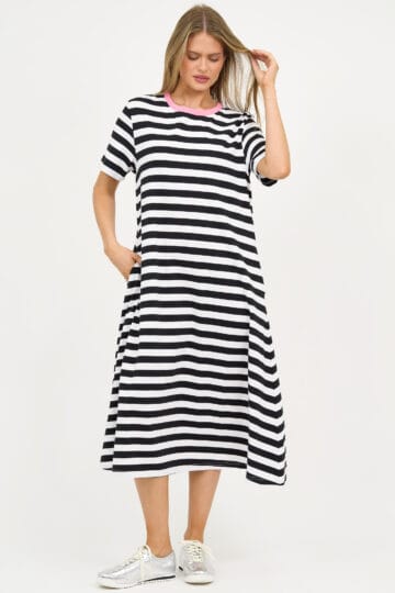 Contrast Trim Cotton Jersey Dress Pink Liberty Rose Contrast Trim Cotton Jersey Dress Pink Liberty Rose