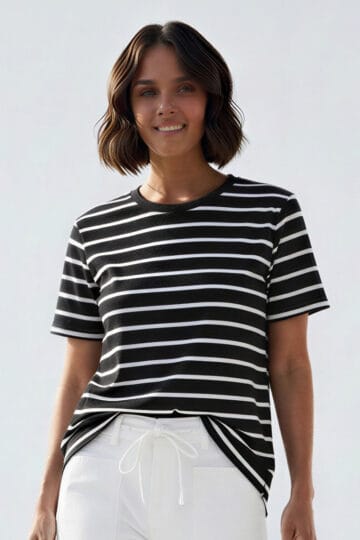 Cotton Jersey Stripe Tee Black Liberty Rose Cotton Jersey Stripe Tee Black Liberty Rose